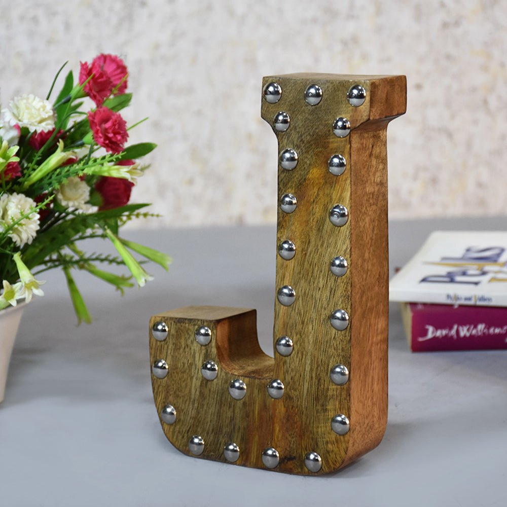 Studded Glamour Mango Wood Letter Blocks - BBH HOMES LLC