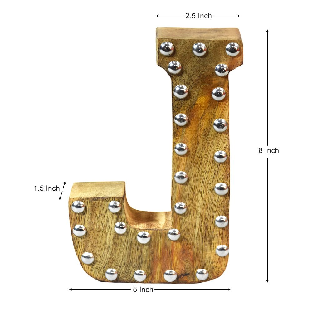 Studded Glamour Mango Wood Letter Blocks - BBH HOMES LLC