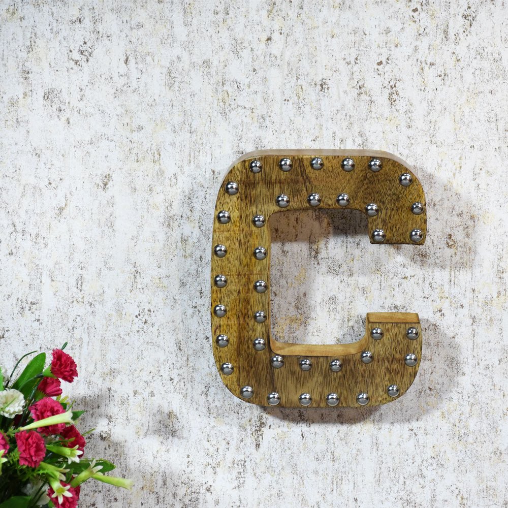 Studded Glamour Mango Wood Letter Blocks - BBH HOMES LLC
