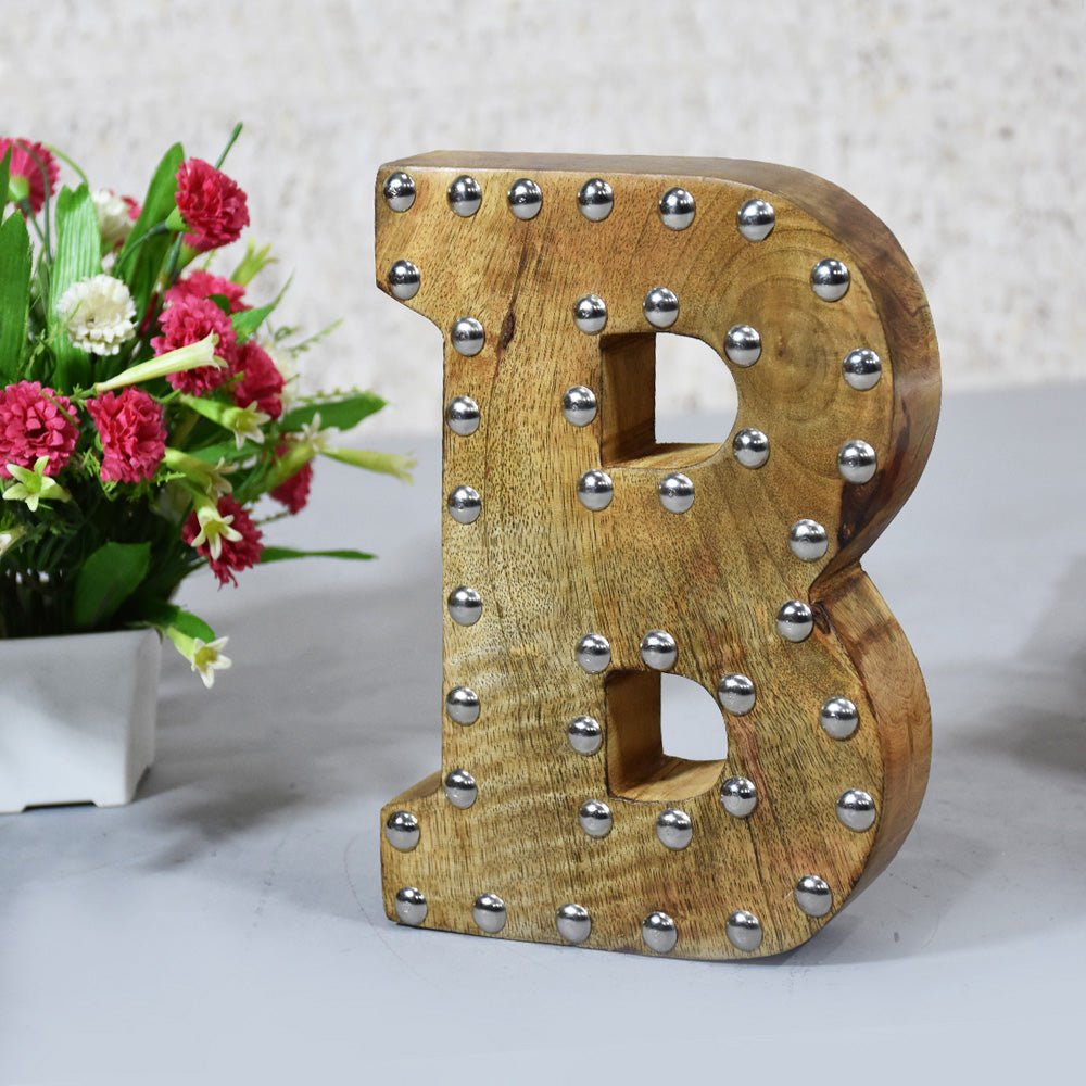 Studded Glamour Mango Wood Letter Blocks - BBH HOMES LLC