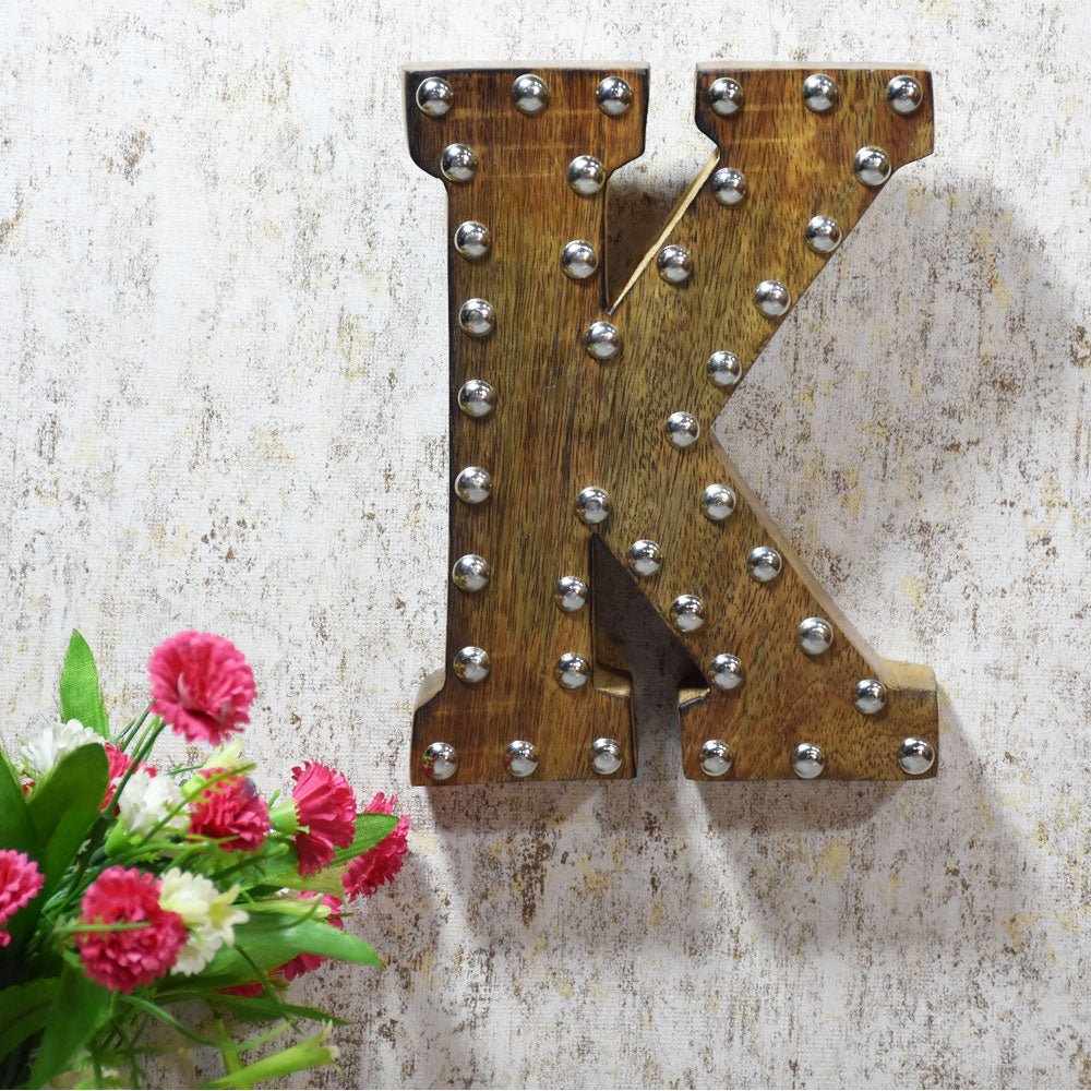 Studded Glamour Mango Wood Letter Blocks - BBH HOMES LLC