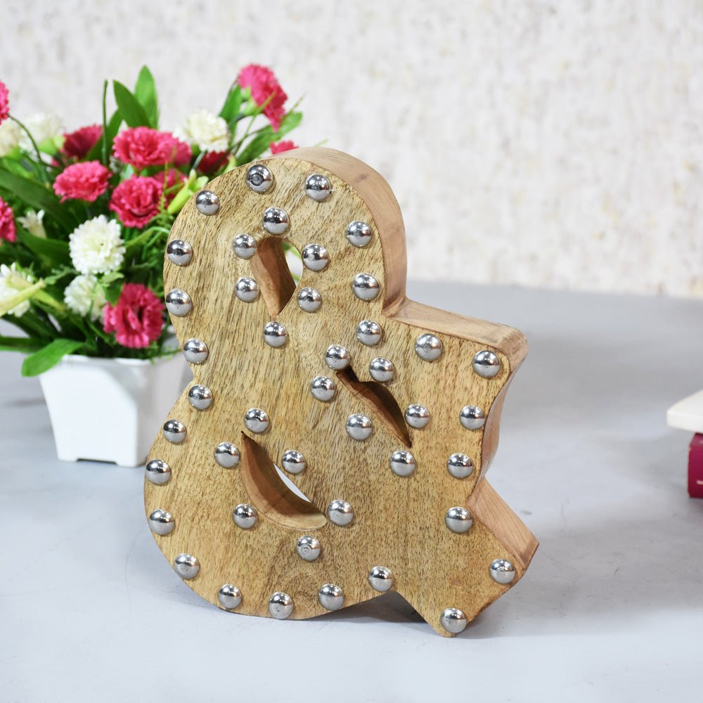 Studded Glamour Mango Wood Letter Blocks - BBH HOMES LLC