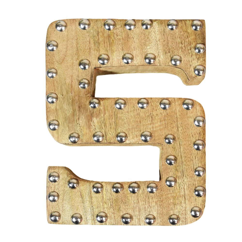 Studded Glamour Mango Wood Letter Blocks - BBH HOMES LLC