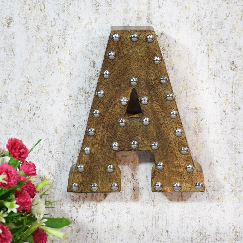 Studded Glamour Mango Wood Letter Blocks - BBH HOMES LLC