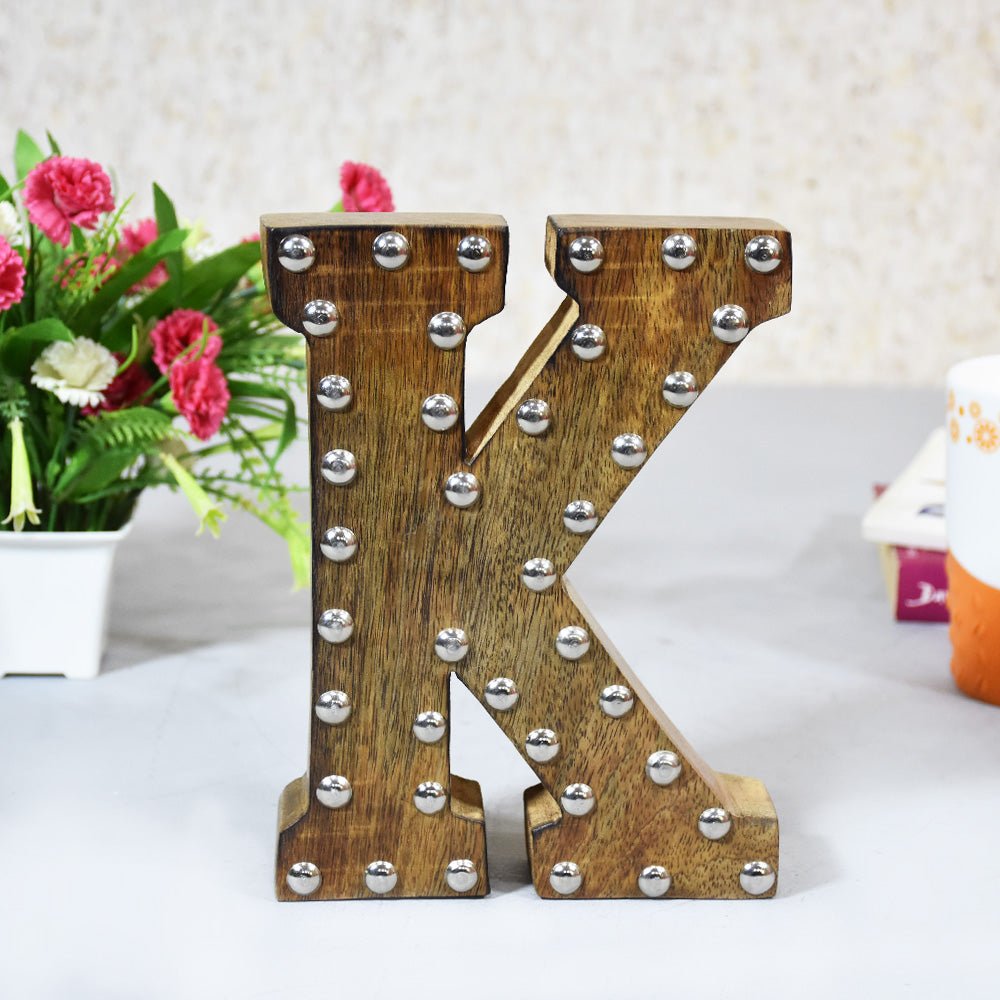 Studded Glamour Mango Wood Letter Blocks - BBH HOMES LLC