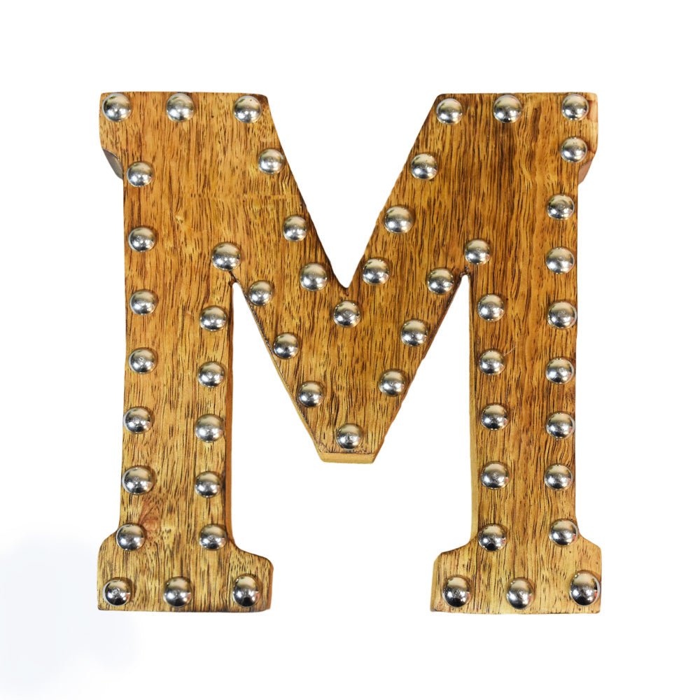 Studded Glamour Mango Wood Letter Blocks - BBH HOMES LLC