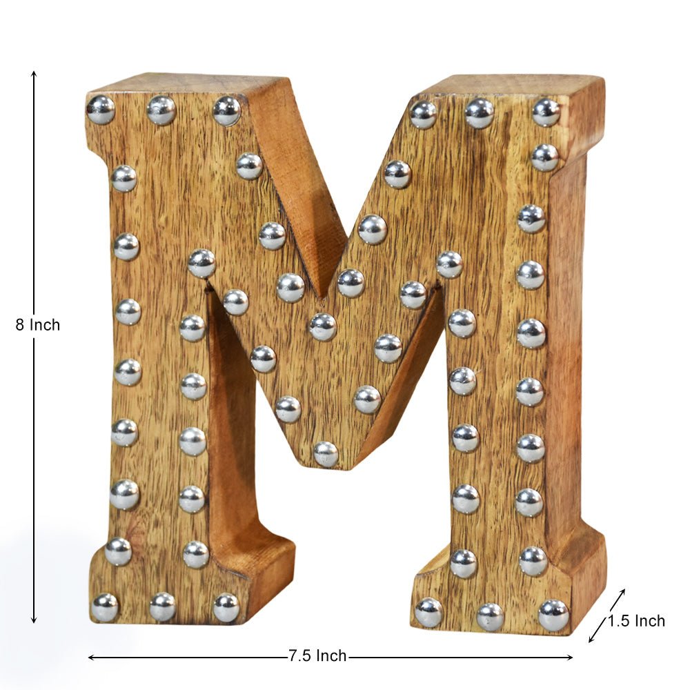 Studded Glamour Mango Wood Letter Blocks - BBH HOMES LLC