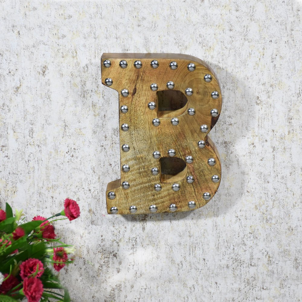 Studded Glamour Mango Wood Letter Blocks - BBH HOMES LLC