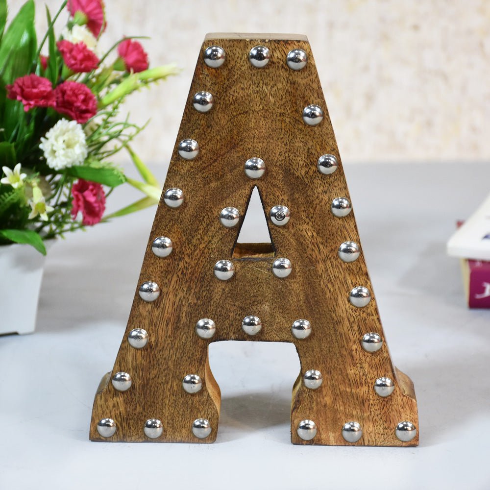 Studded Glamour Mango Wood Letter Blocks - BBH HOMES LLC