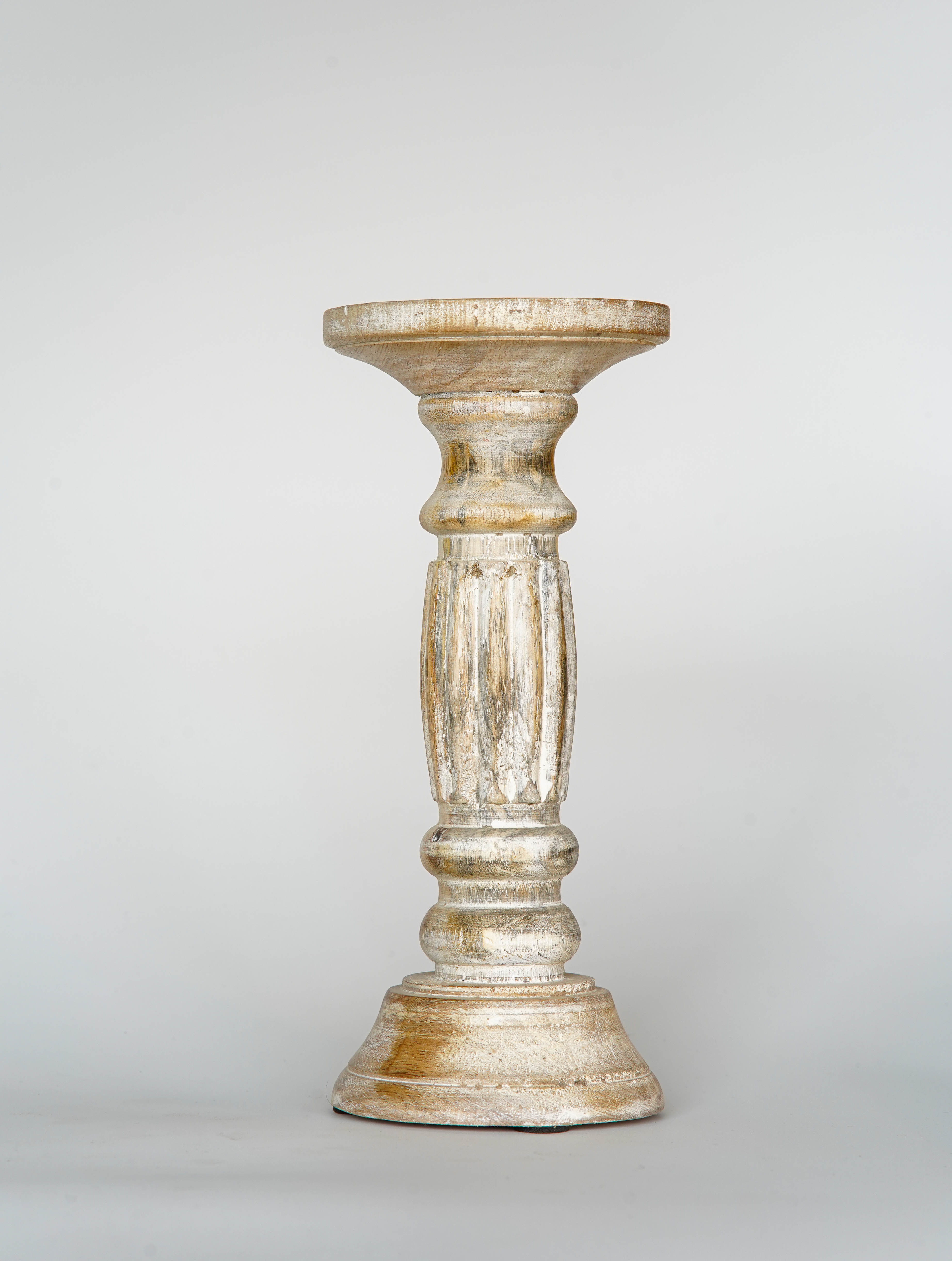 Ionic Pillar Candle Holder- Antique White