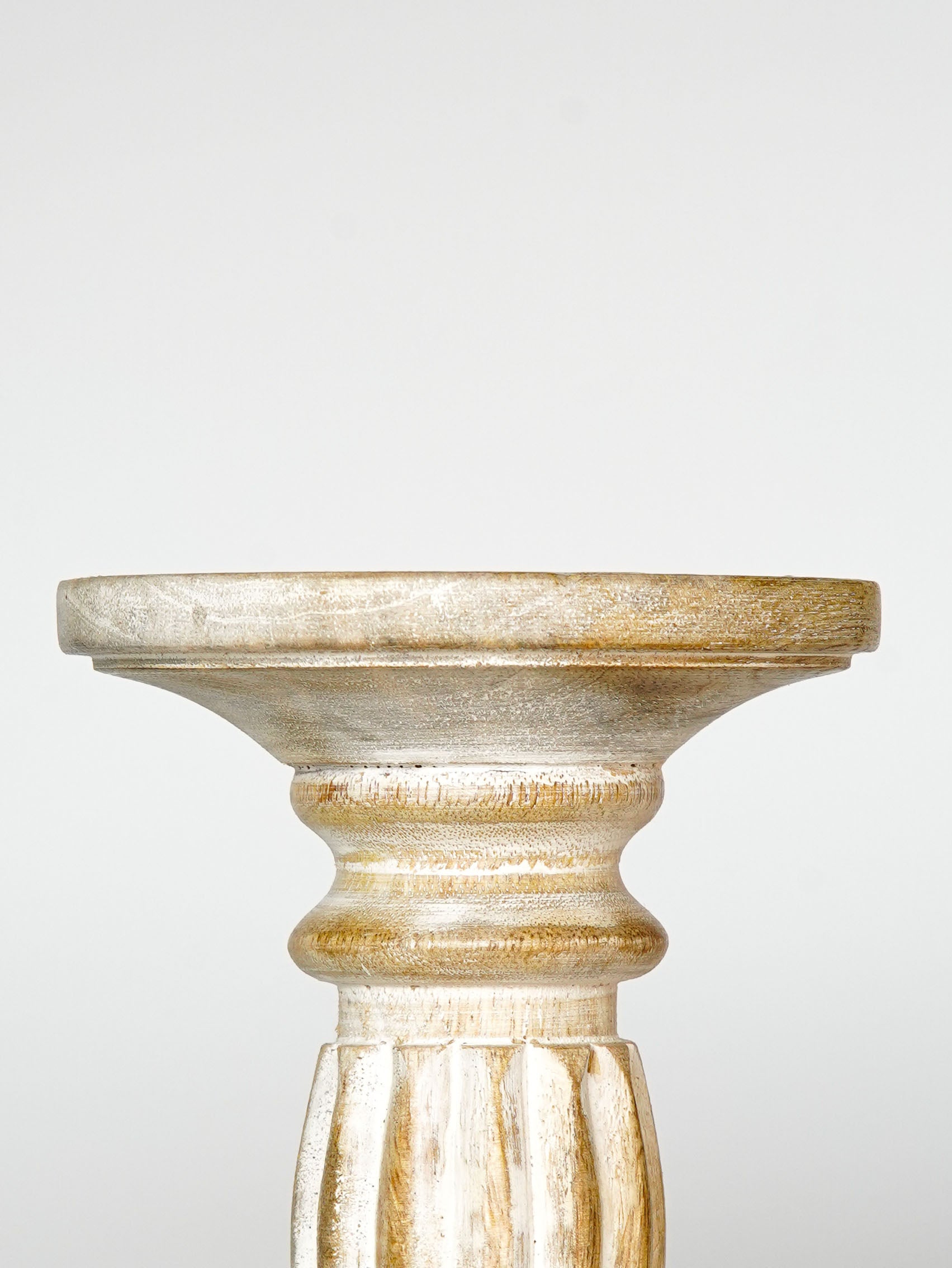 Ionic Pillar Candle Holder- Antique White