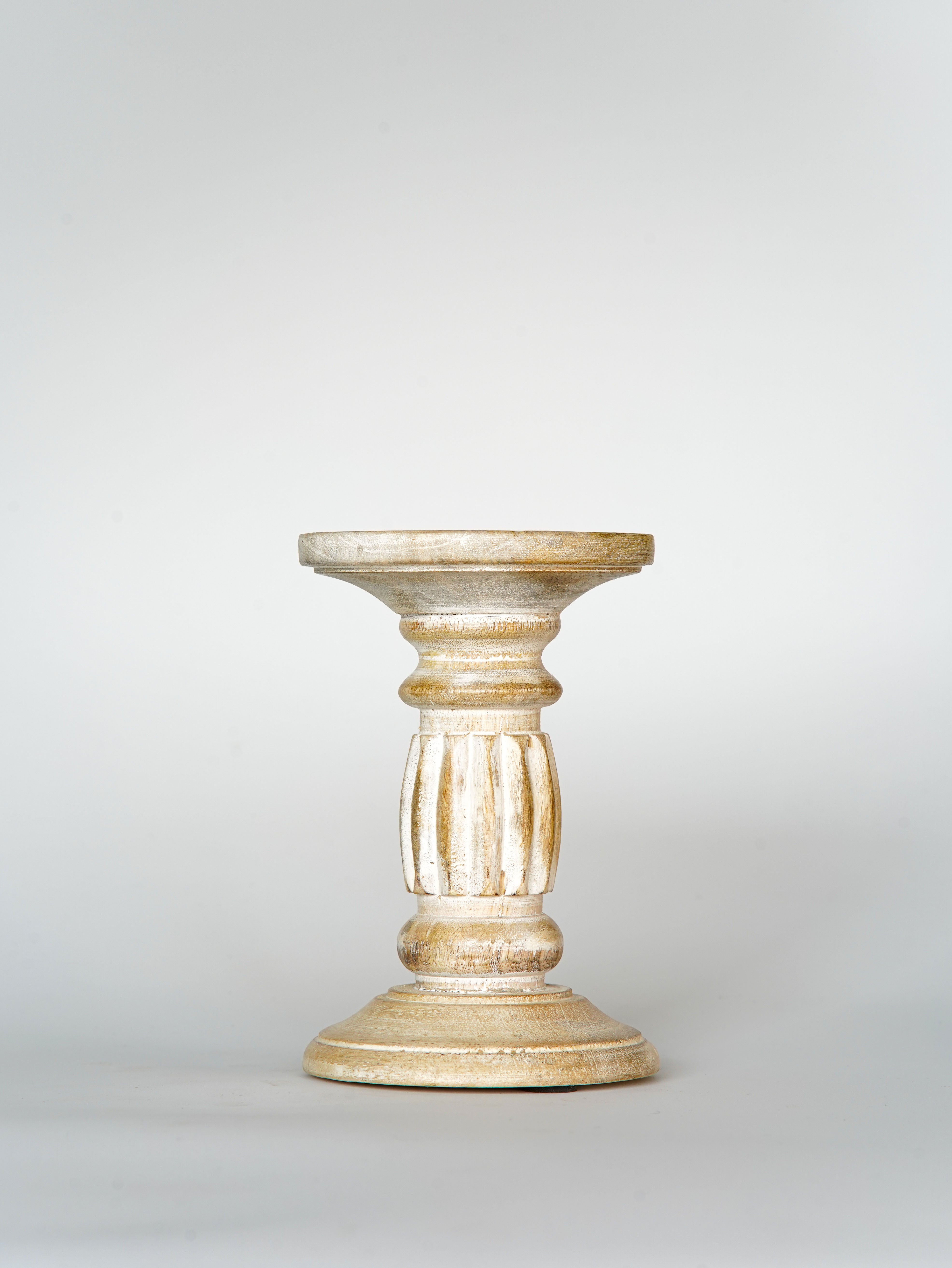 Ionic Pillar Candle Holder- Antique White