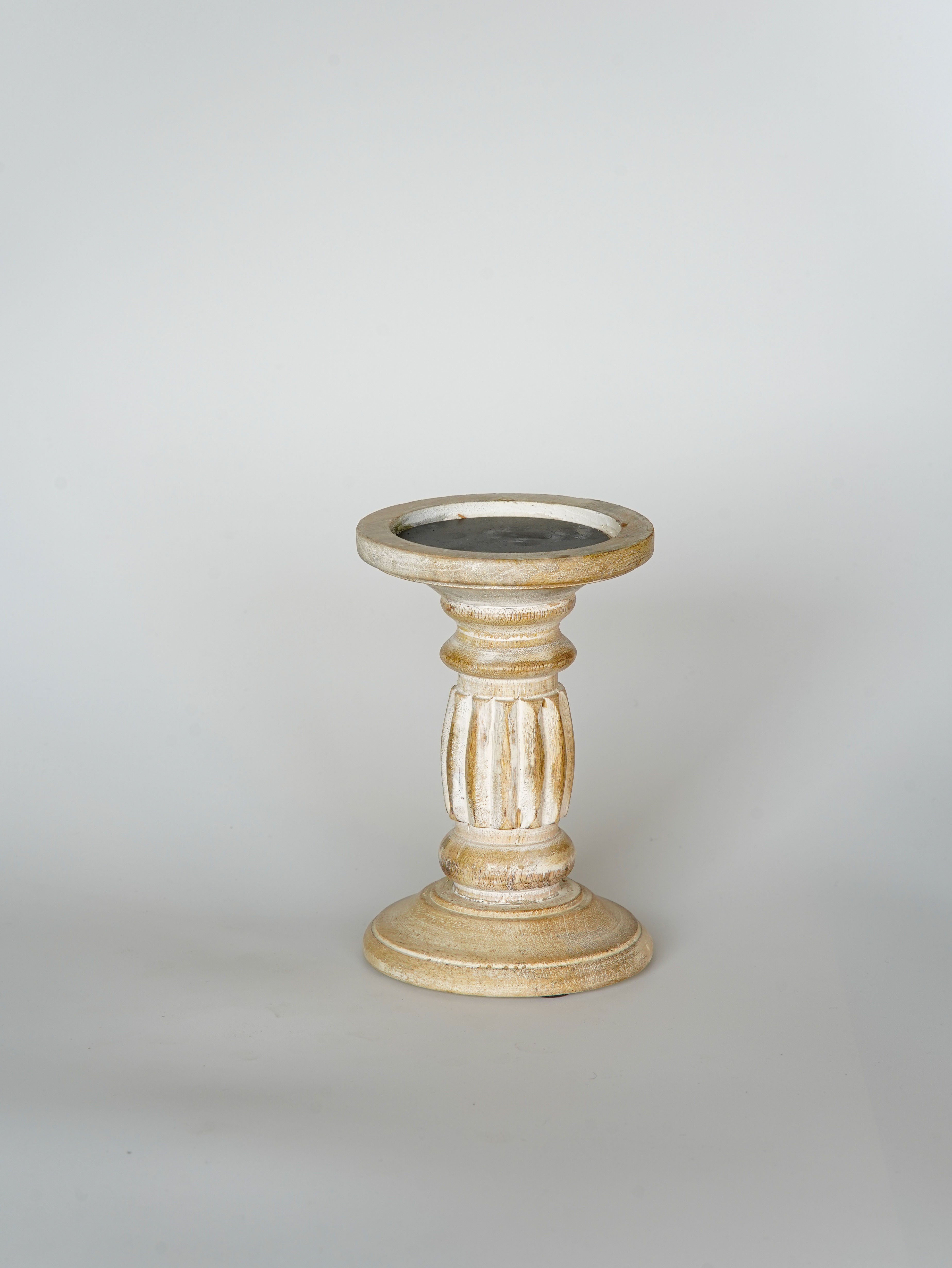 Ionic Pillar Candle Holder- Antique White