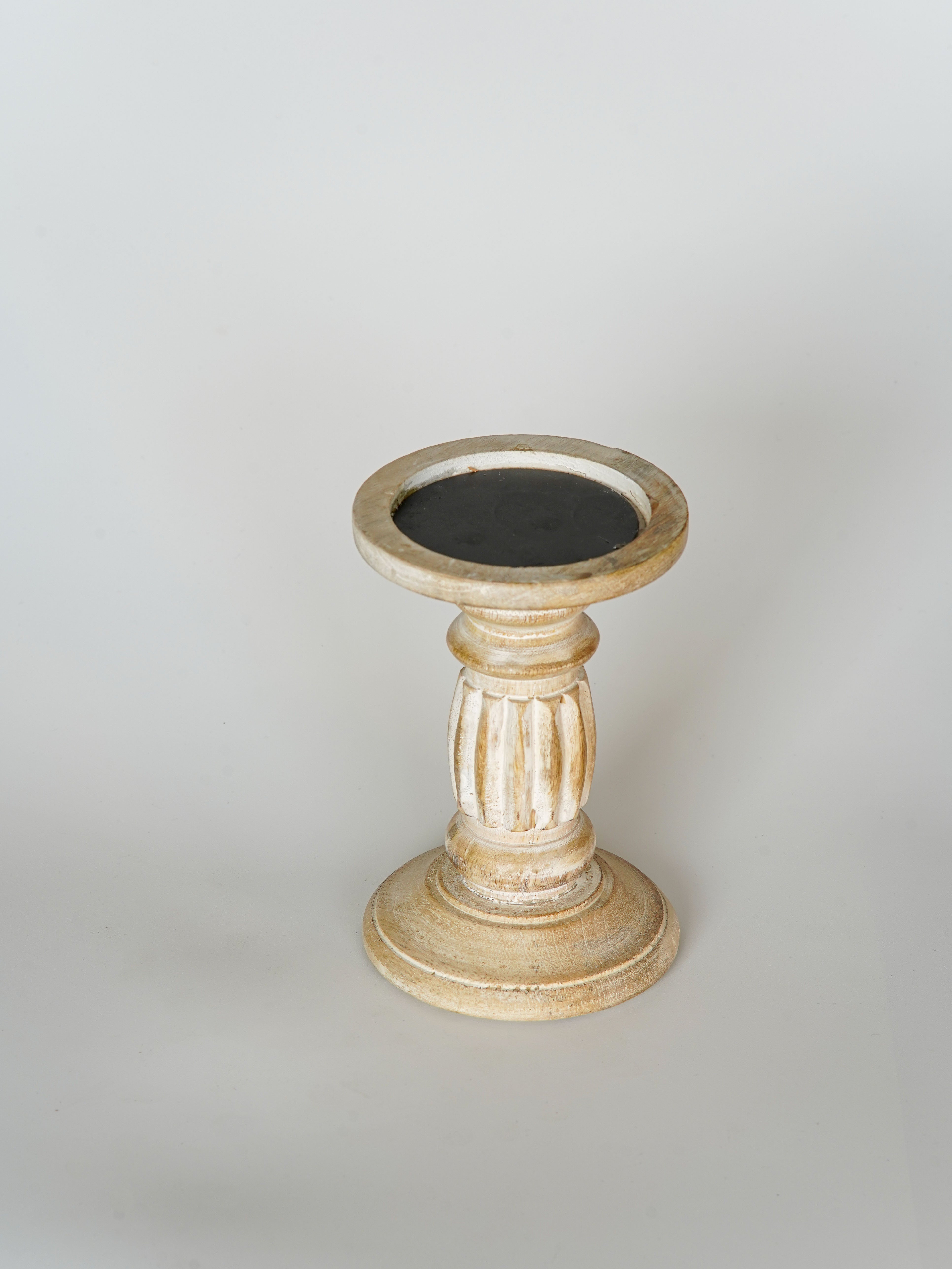 Ionic Pillar Candle Holder- Antique White