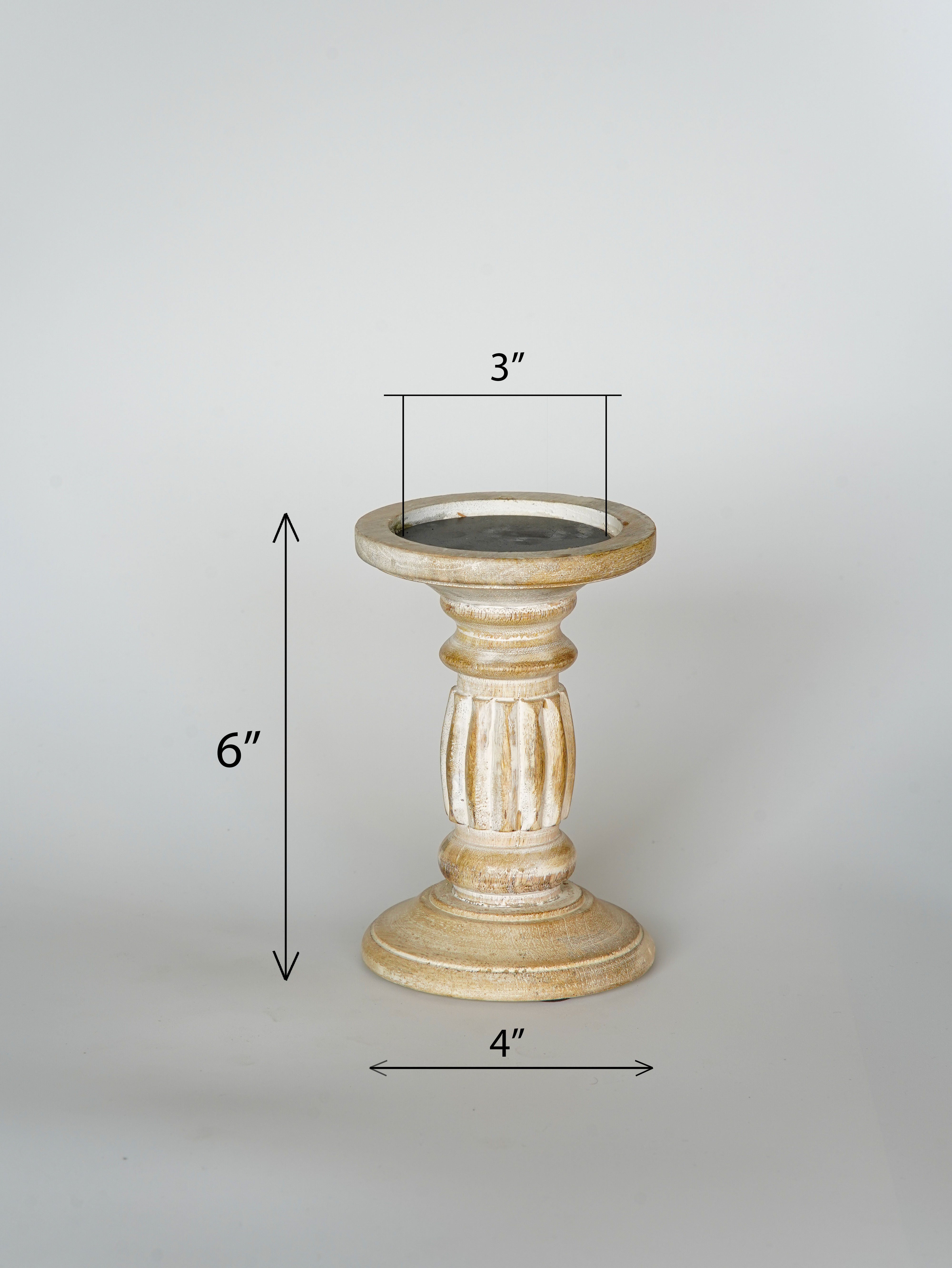 Ionic Pillar Candle Holder- Antique White