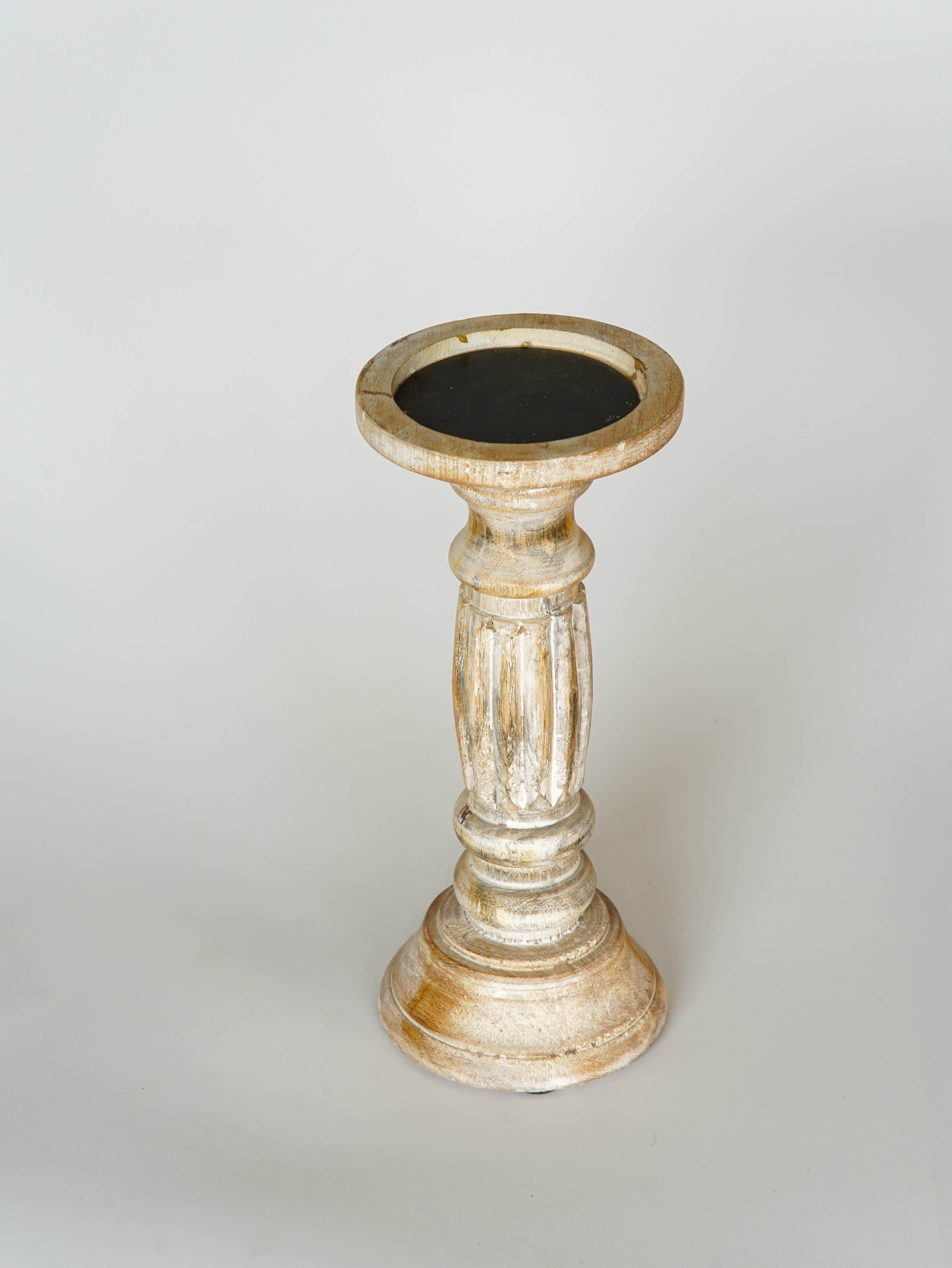 Ionic Pillar Candle Holder- Antique White