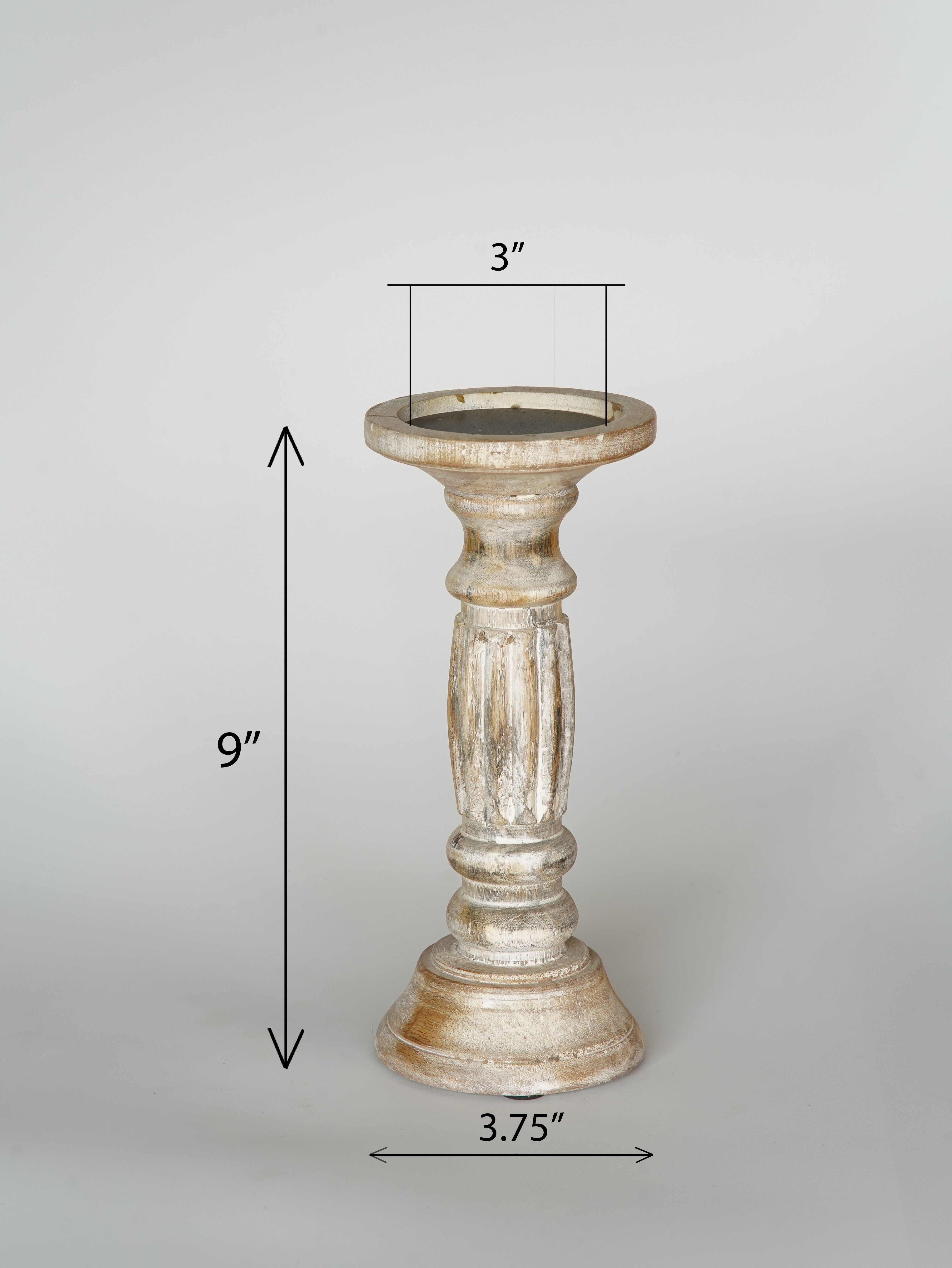 Ionic Pillar Candle Holder- Antique White