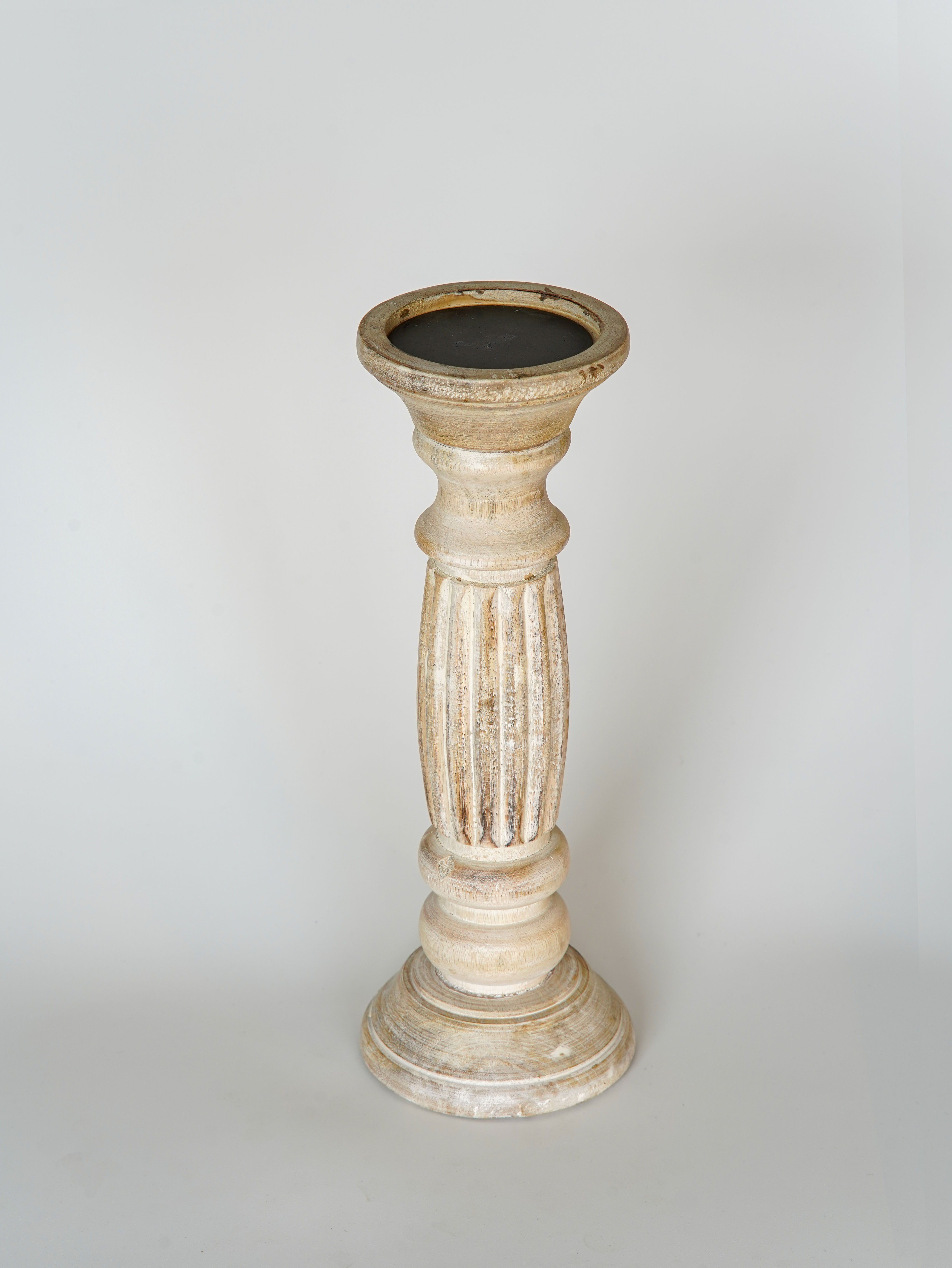 Ionic Pillar Candle Holder- Antique White