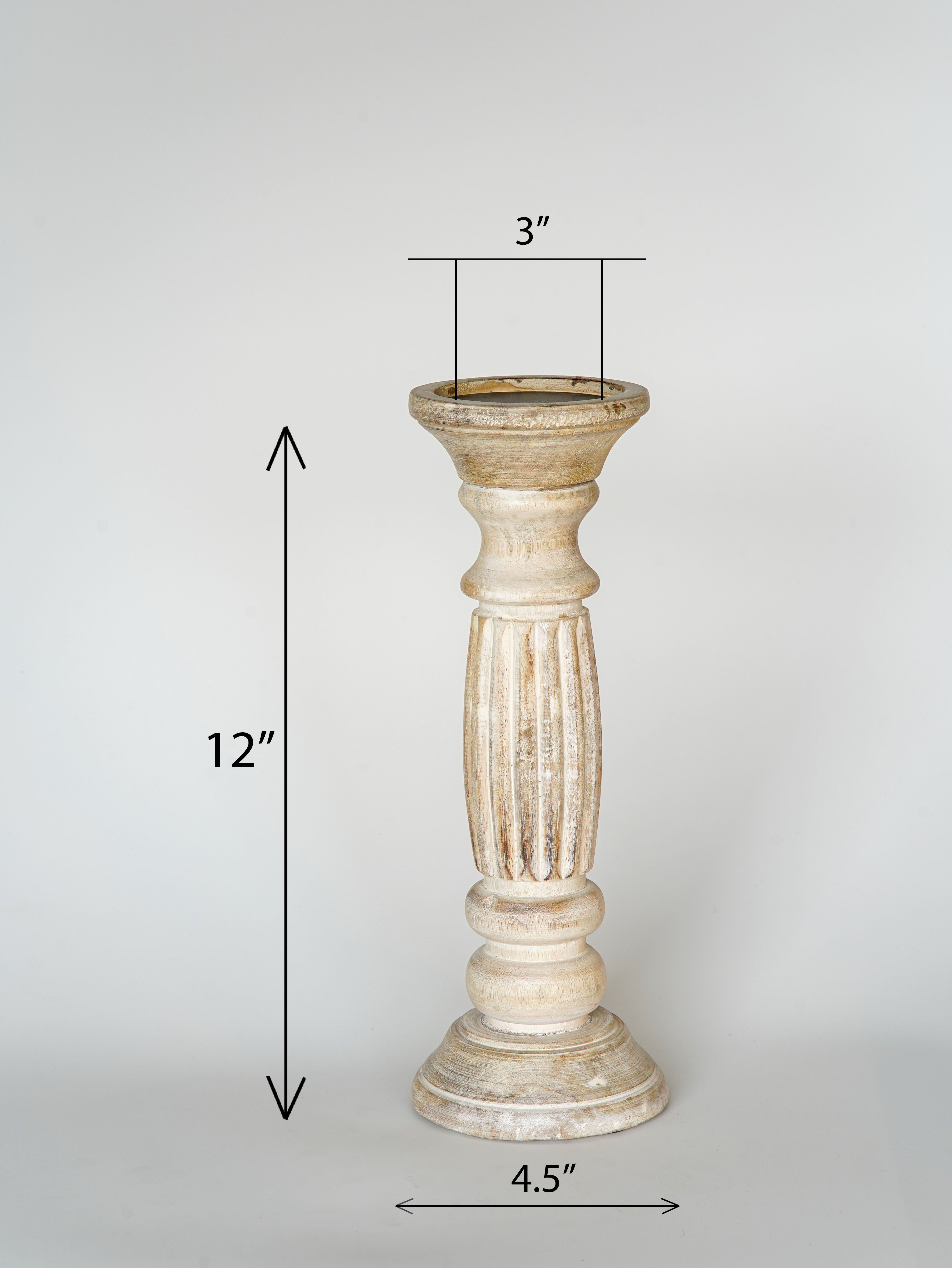 Ionic Pillar Candle Holder- Antique White