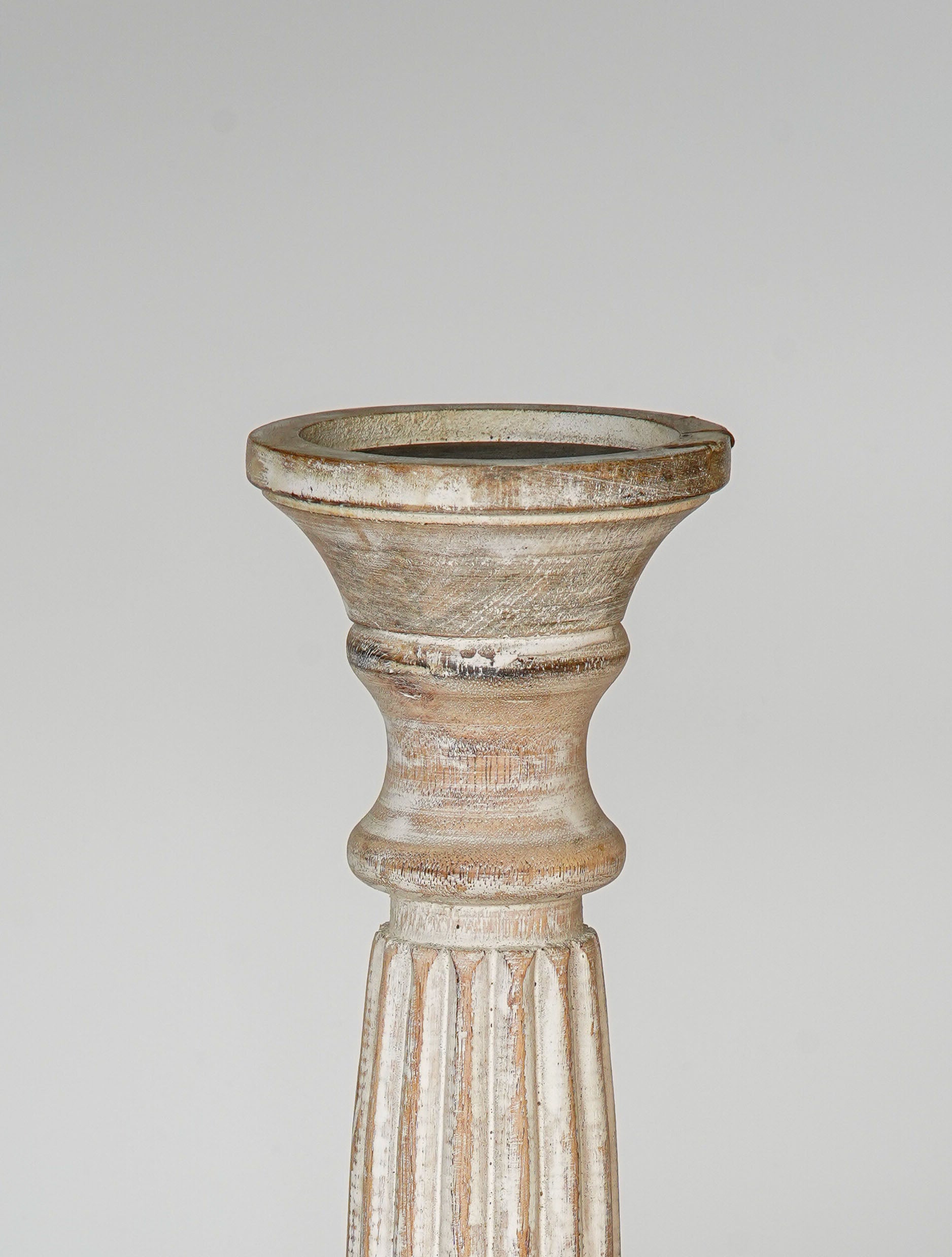 Ionic Pillar Candle Holder- Antique White