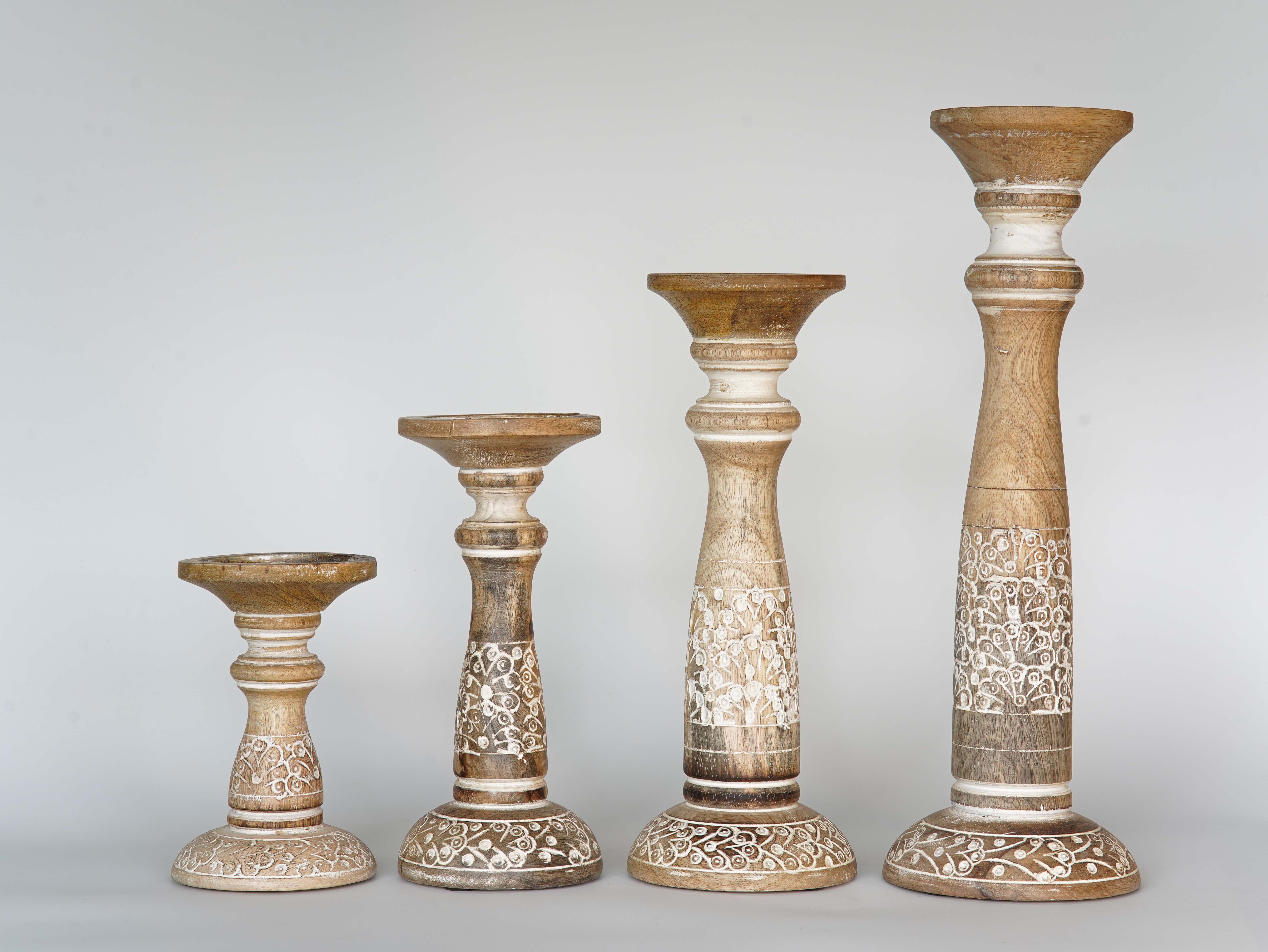 Mystique Pillar Candle Holder - White Wash