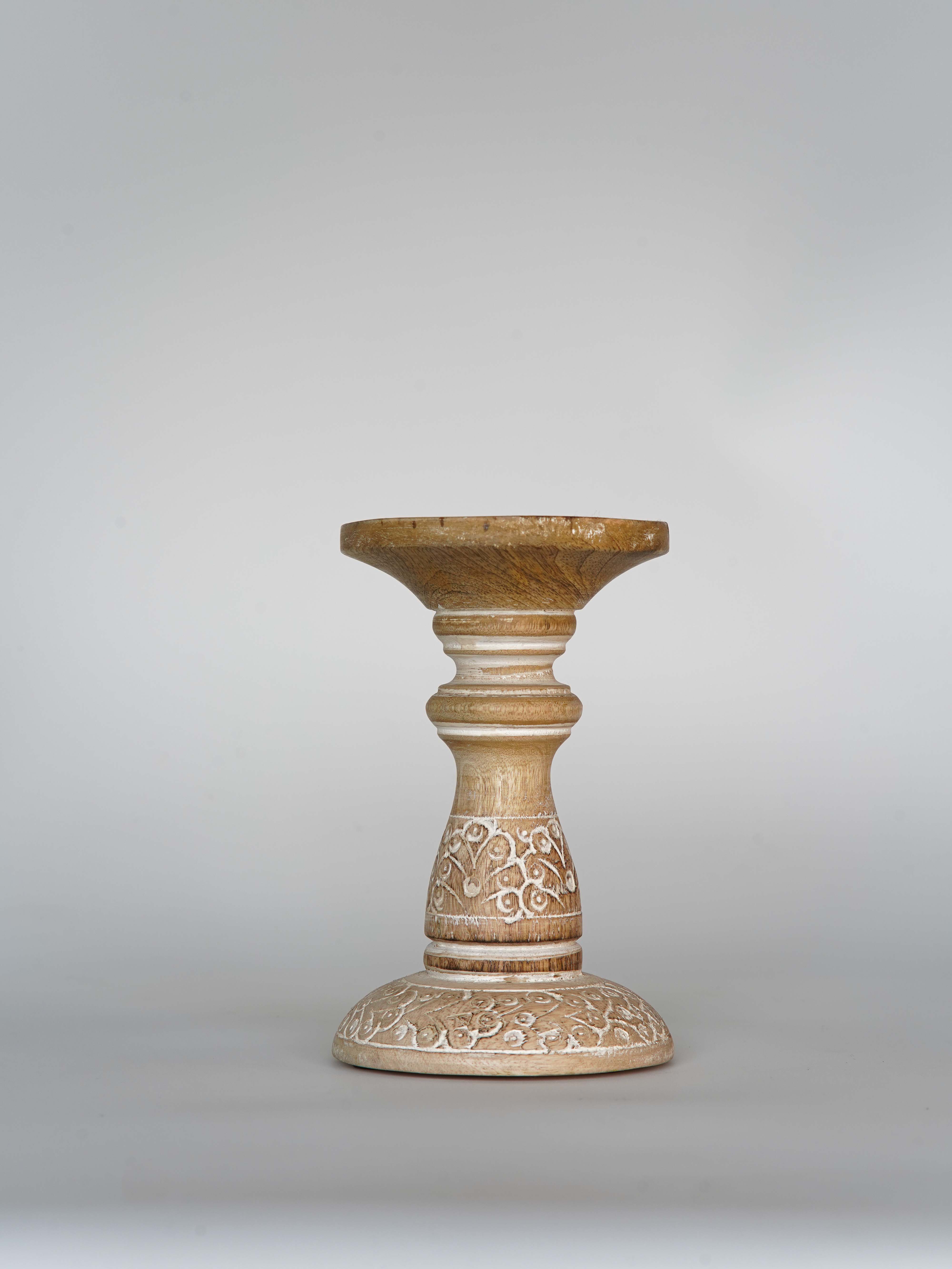 Mystique Pillar Candle Holder - White Wash