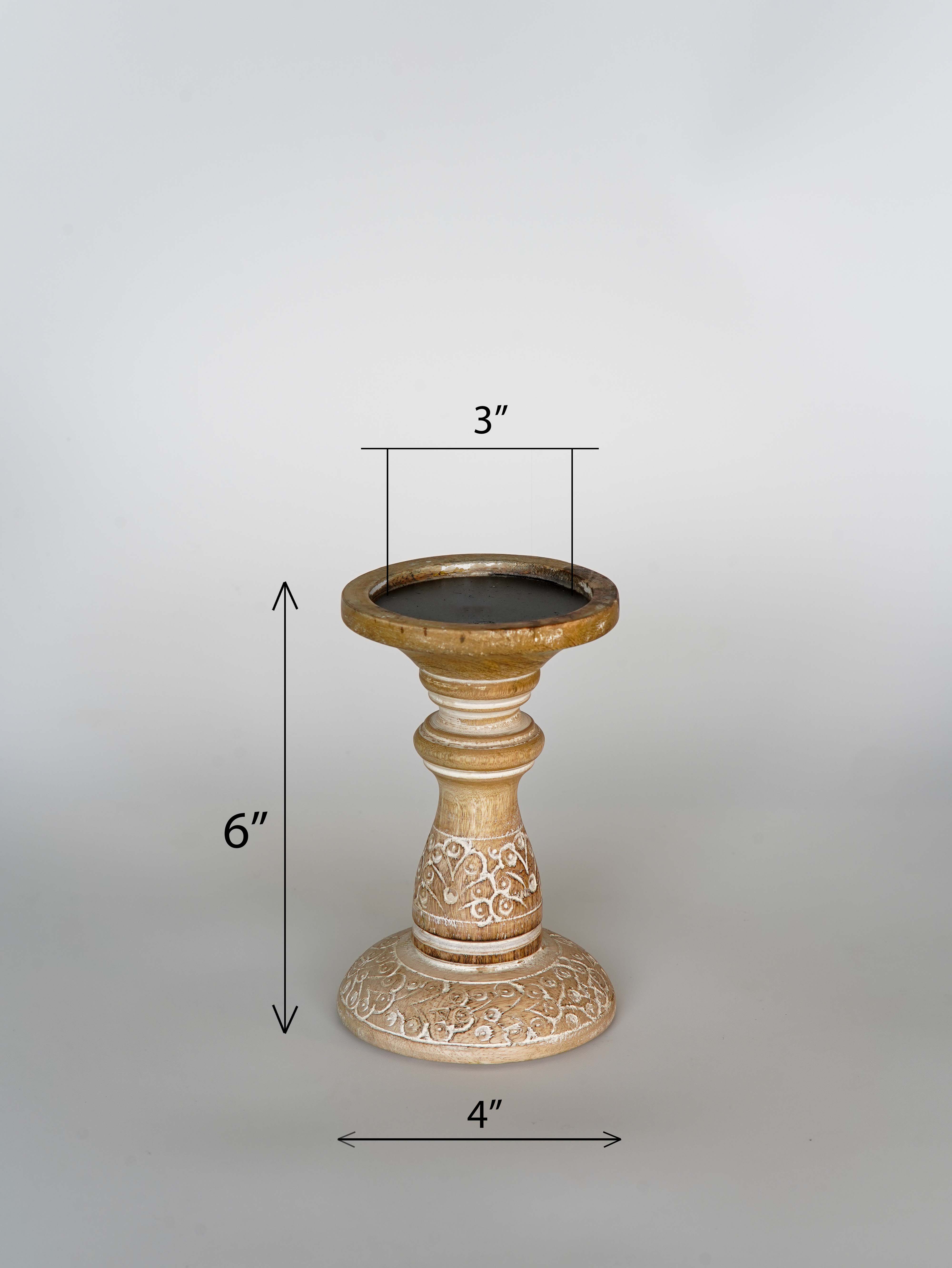 Mystique Pillar Candle Holder - White Wash