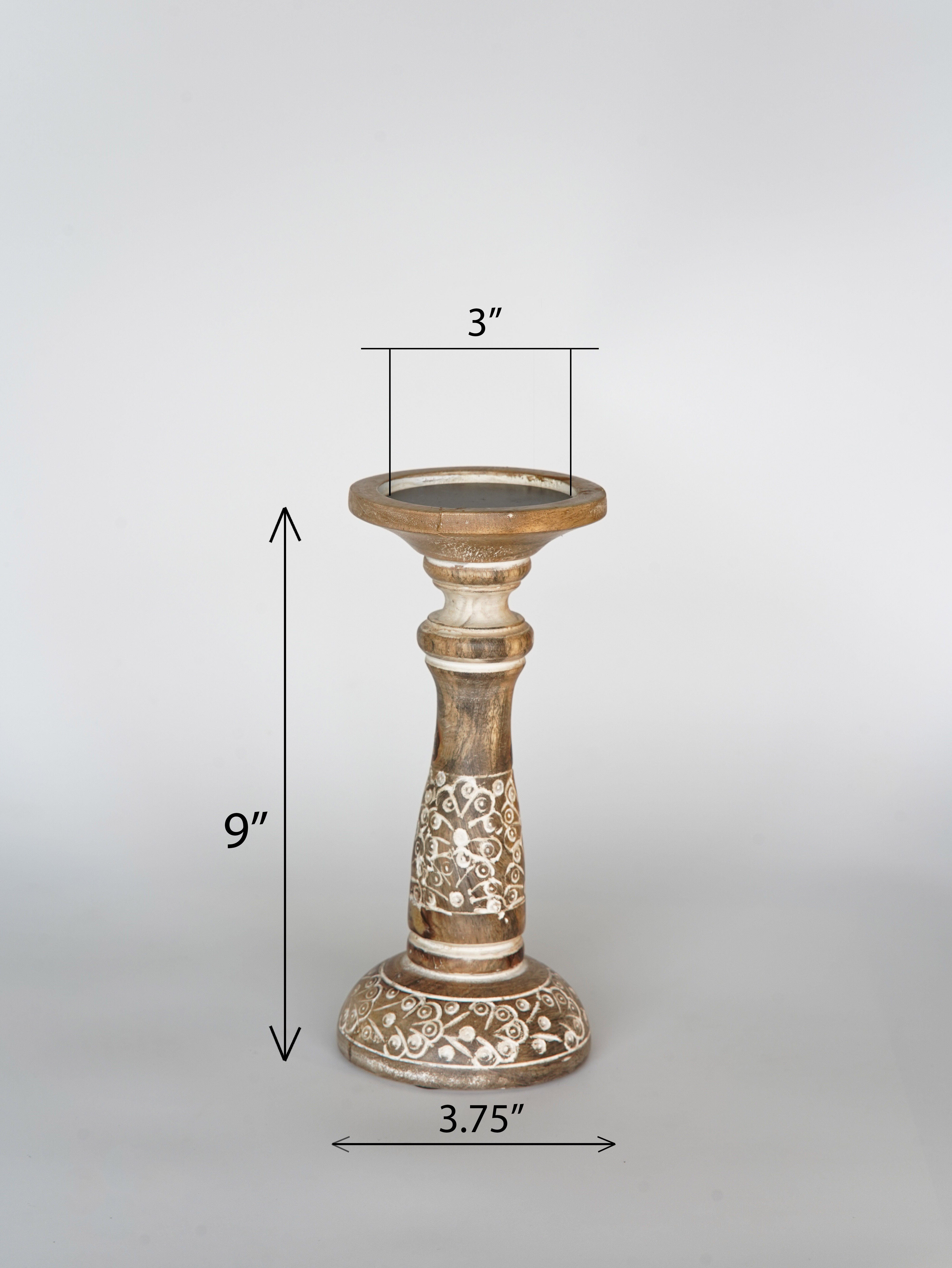 Mystique Pillar Candle Holder - White Wash
