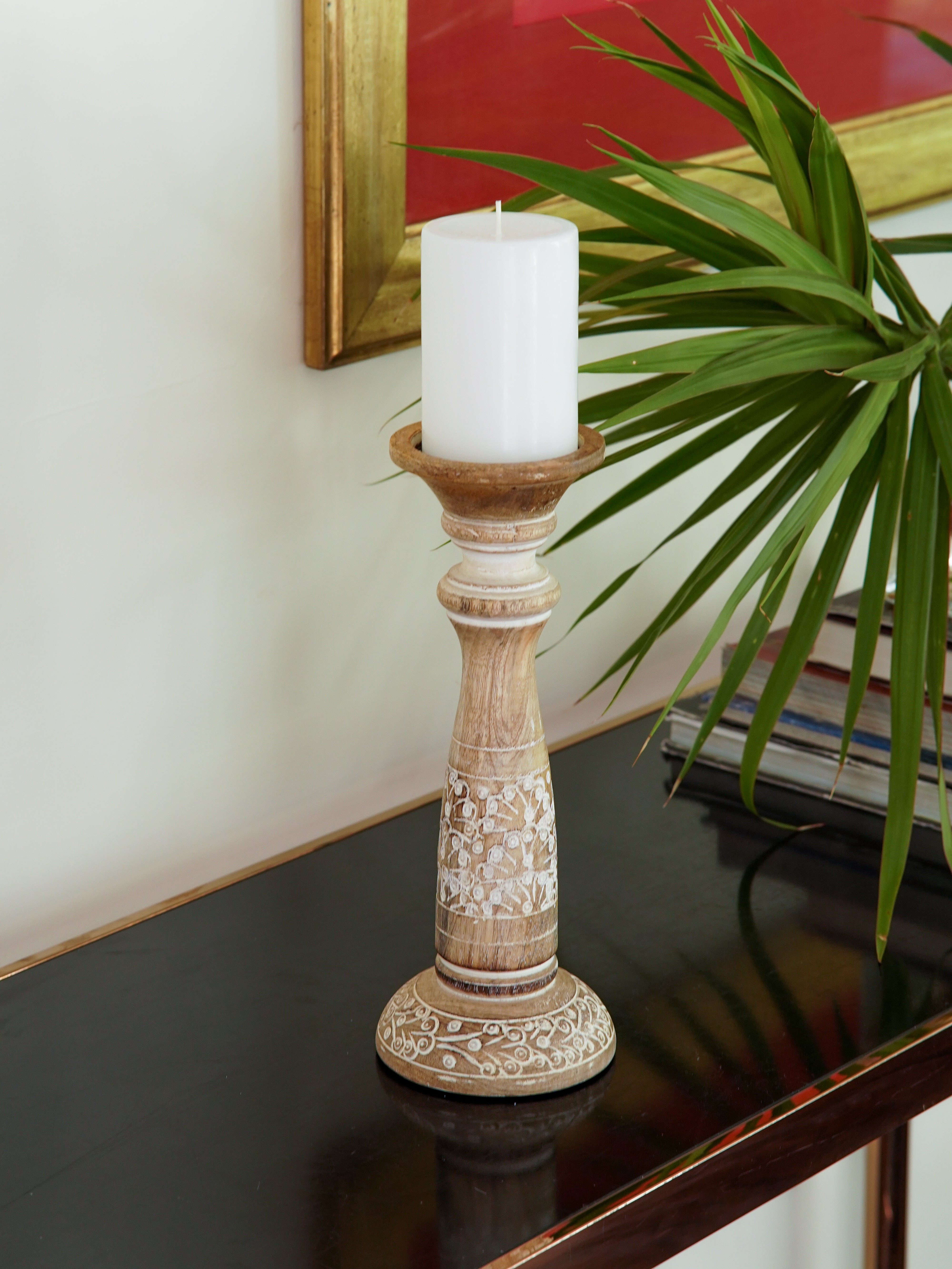 Mystique Pillar Candle Holder - White Wash