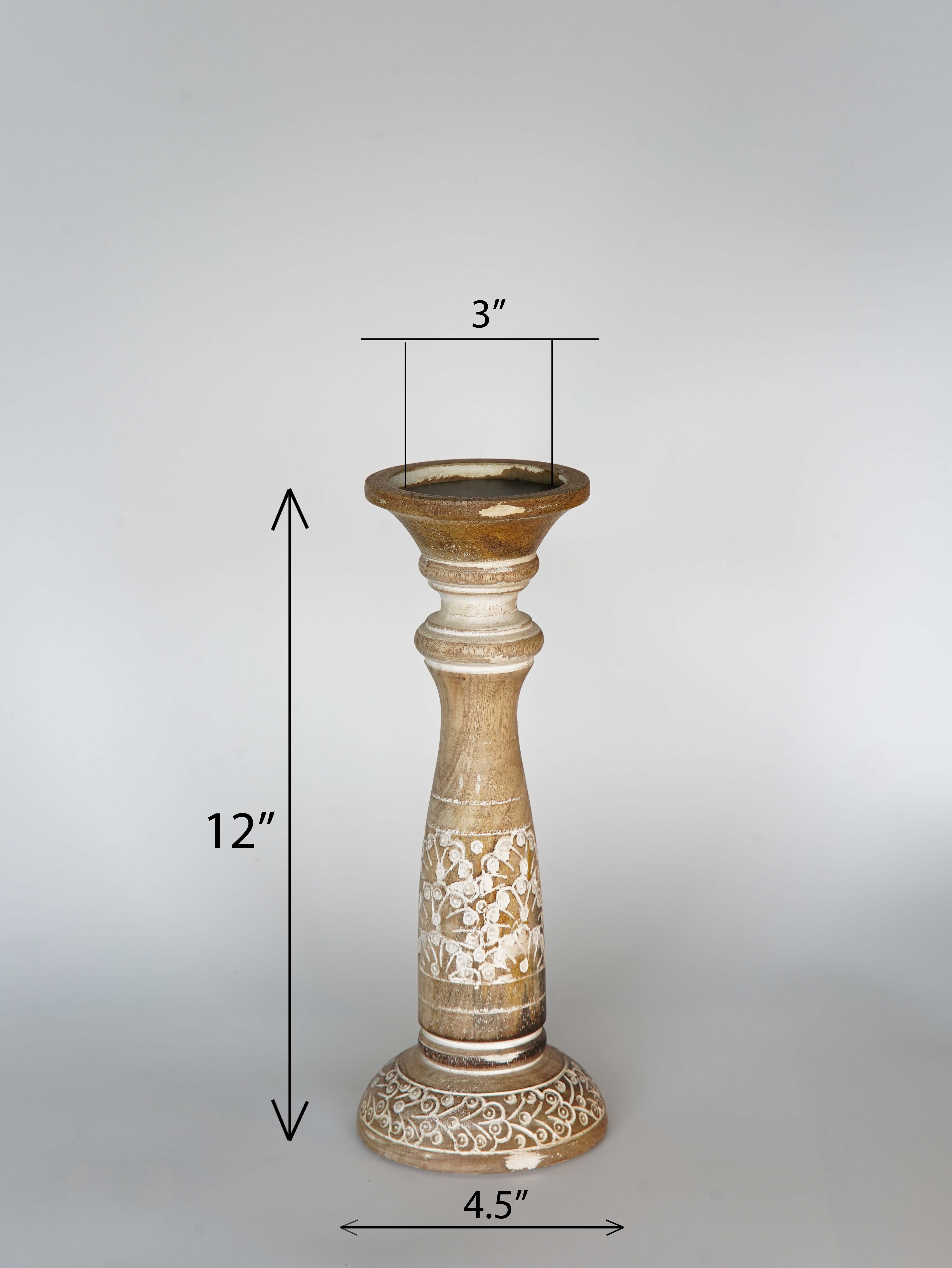 Mystique Pillar Candle Holder - White Wash