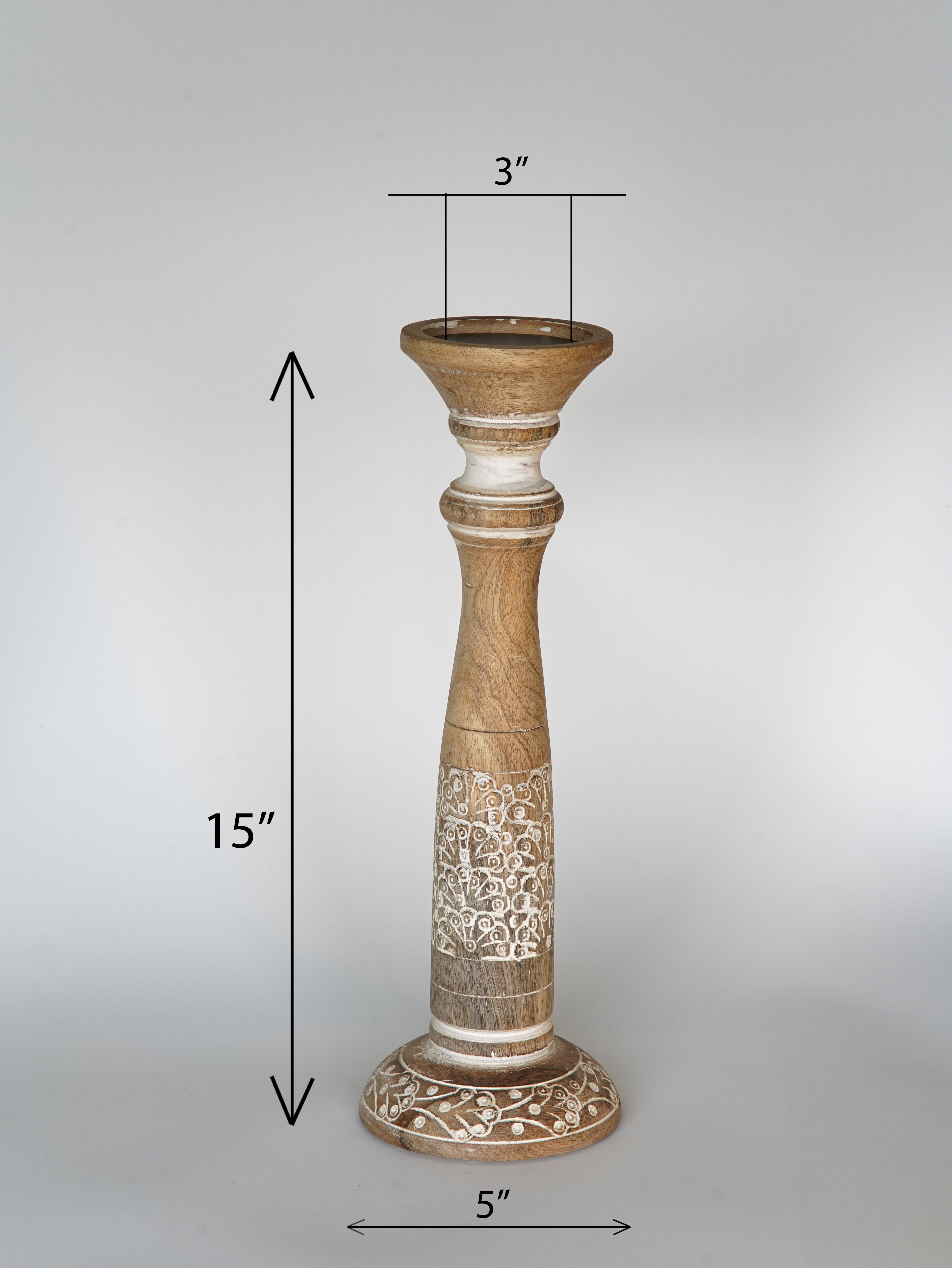 Mystique Pillar Candle Holder - White Wash