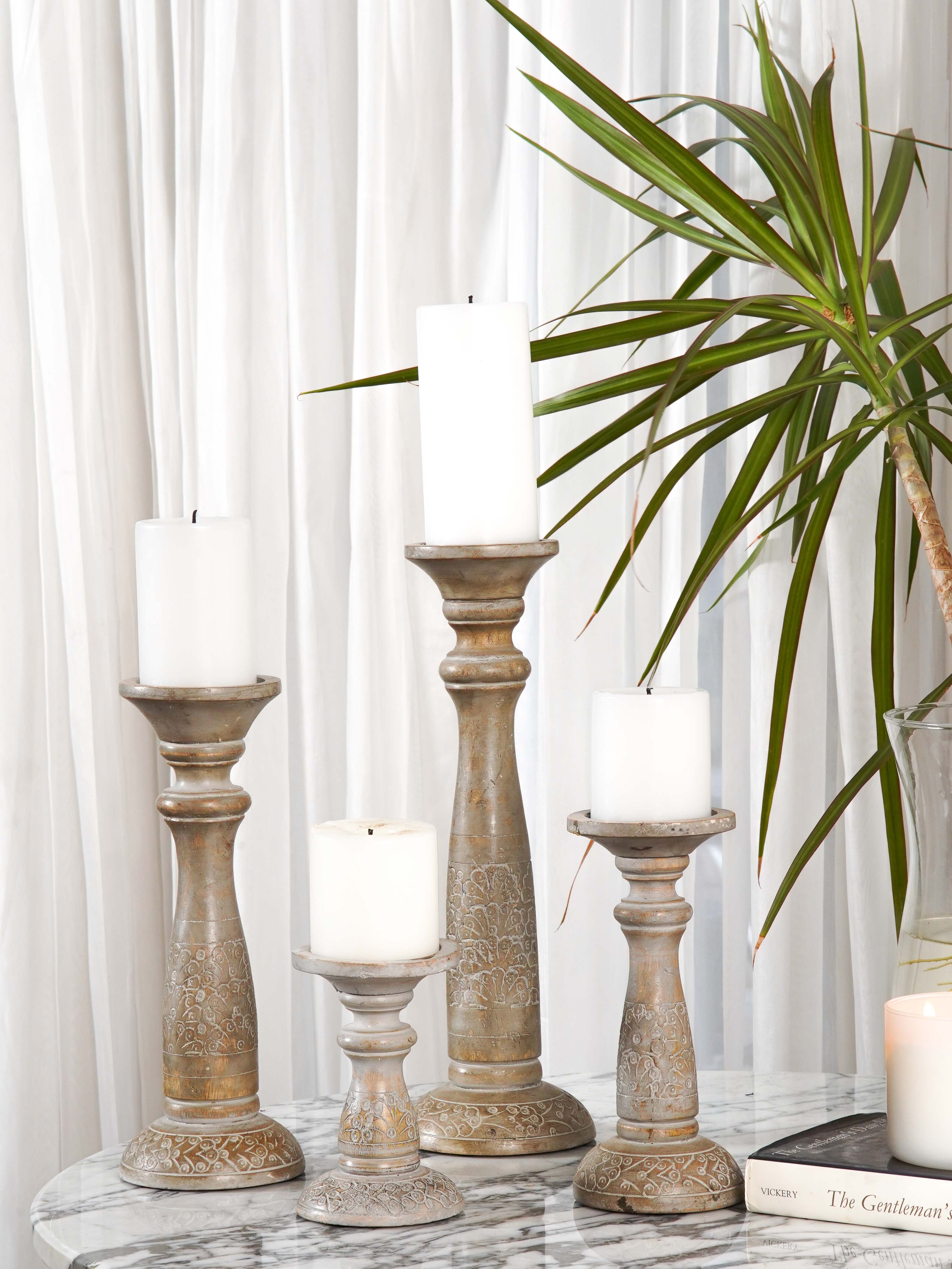 Mystique Pillar Candle Holder - Gray wash