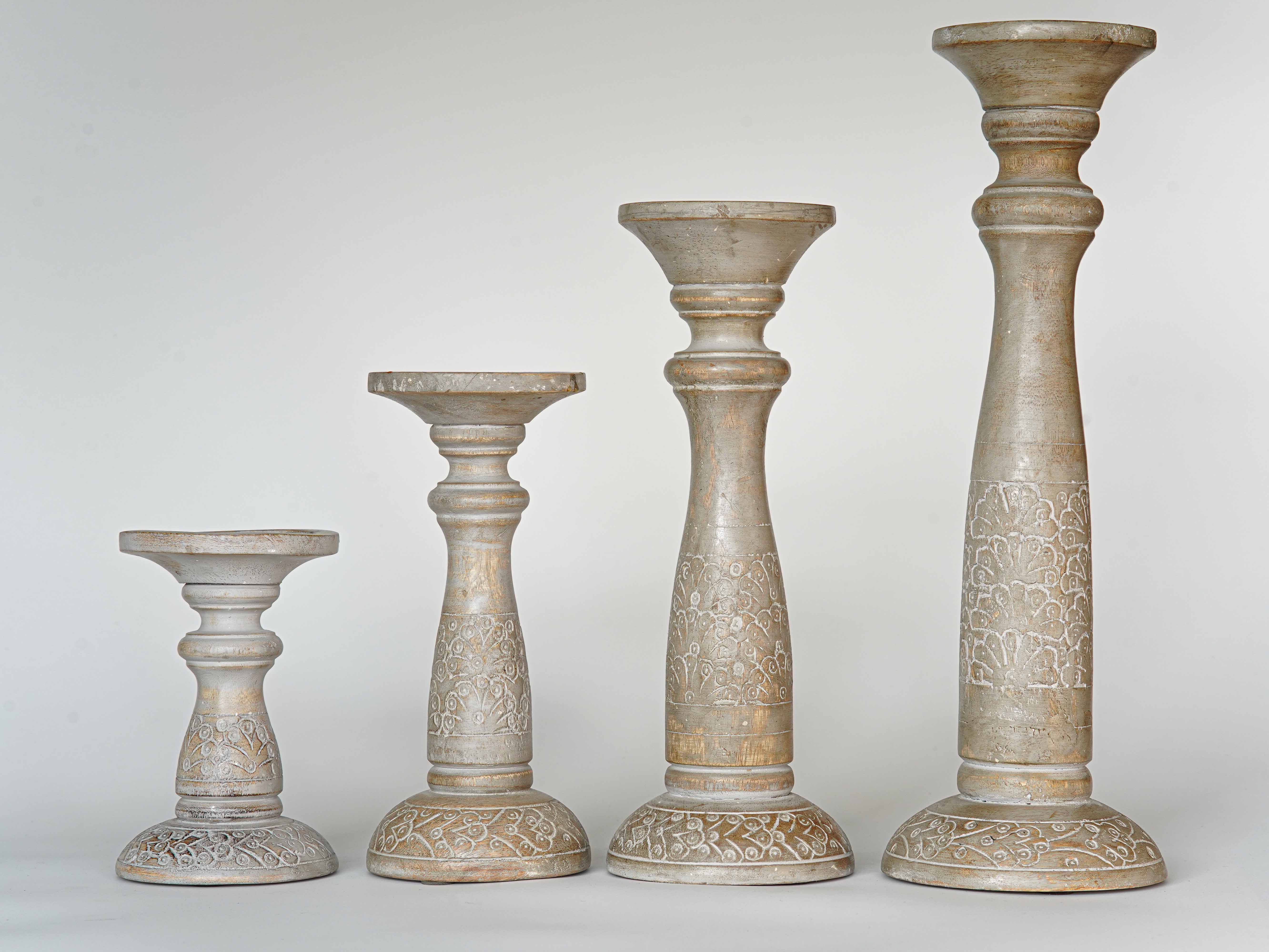 Mystique Pillar Candle Holder - Gray wash