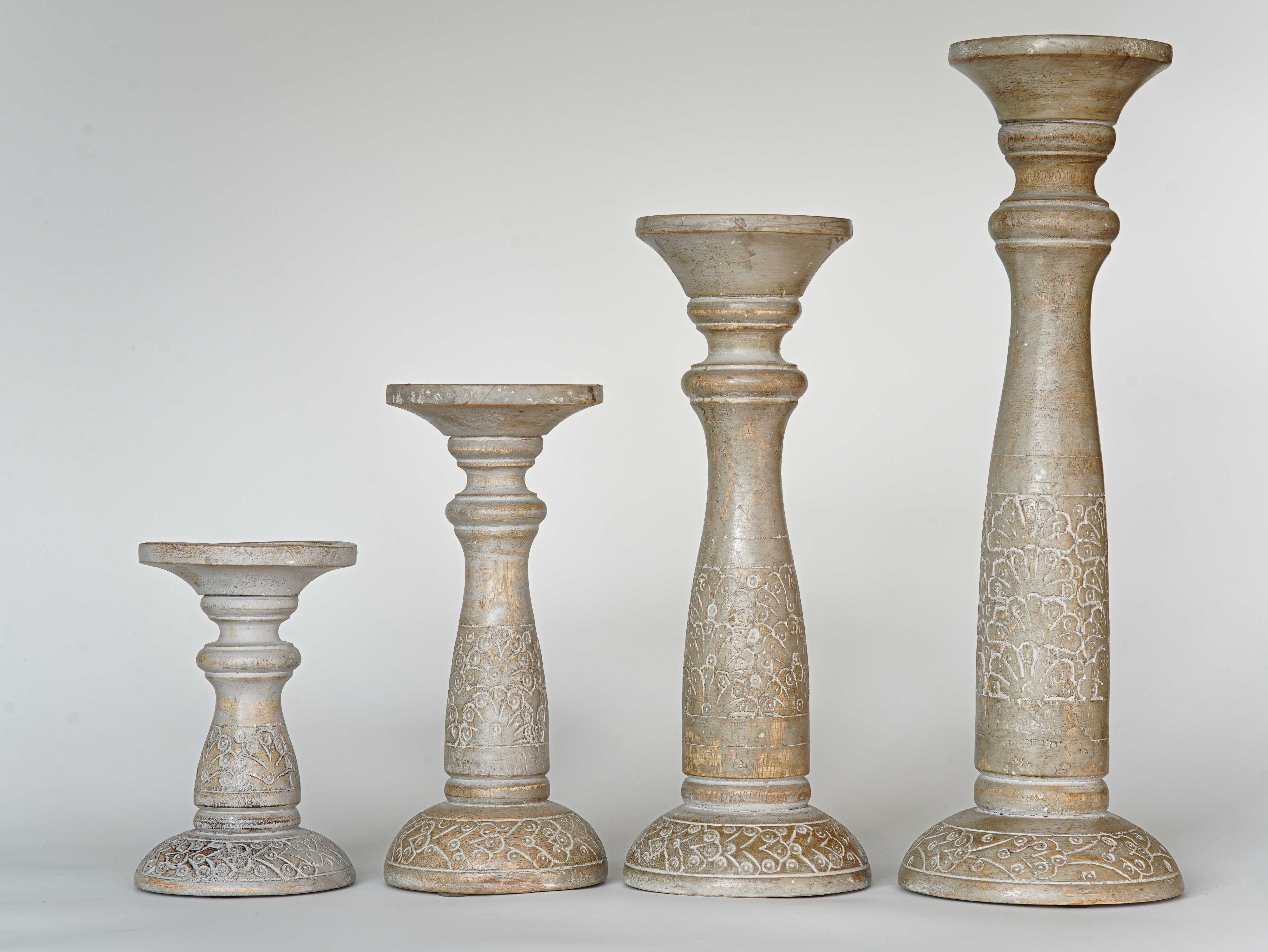 Mystique Pillar Candle Holder - Gray wash