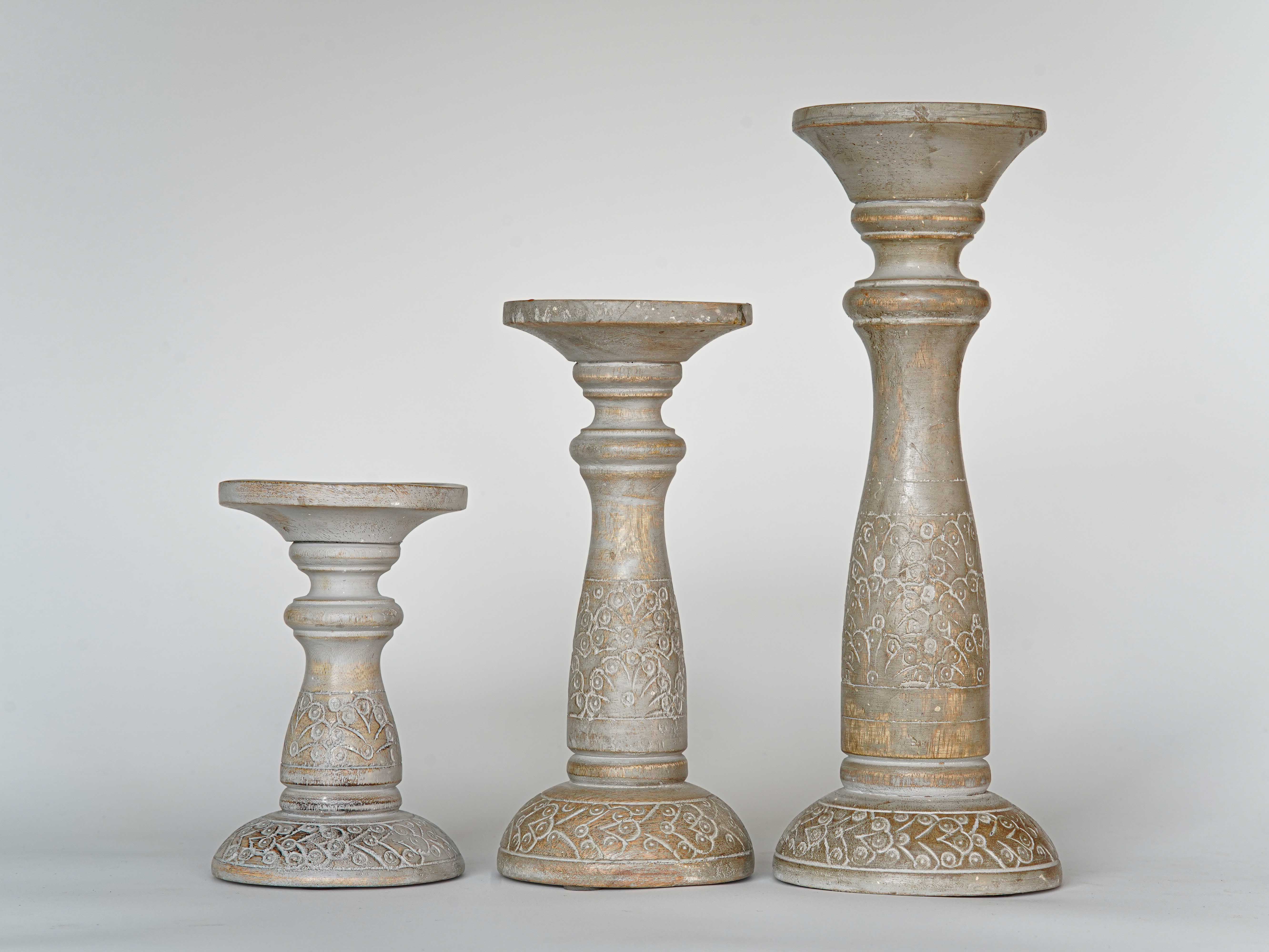 Mystique Pillar Candle Holder - Gray wash