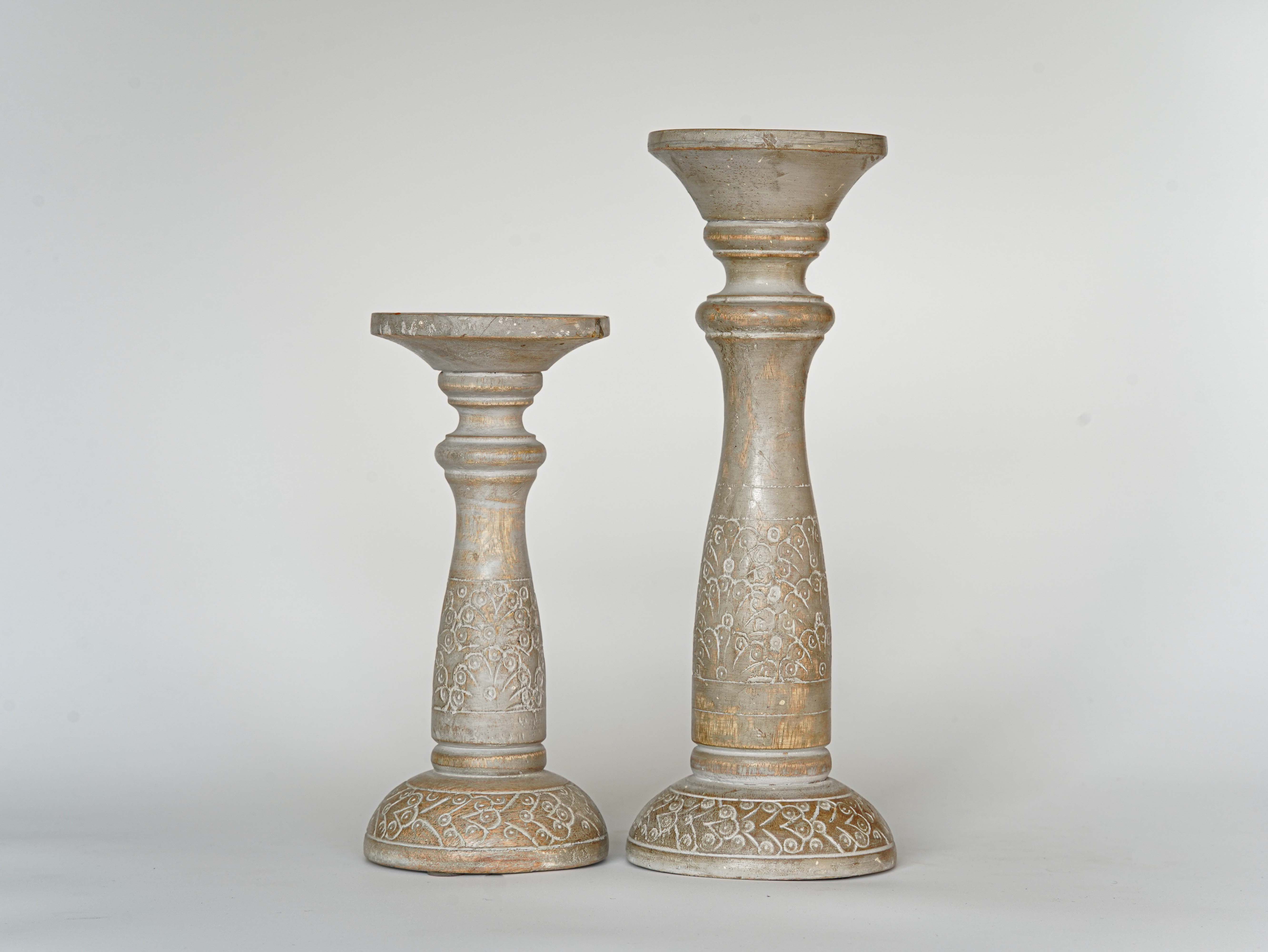 Mystique Pillar Candle Holder - Gray wash