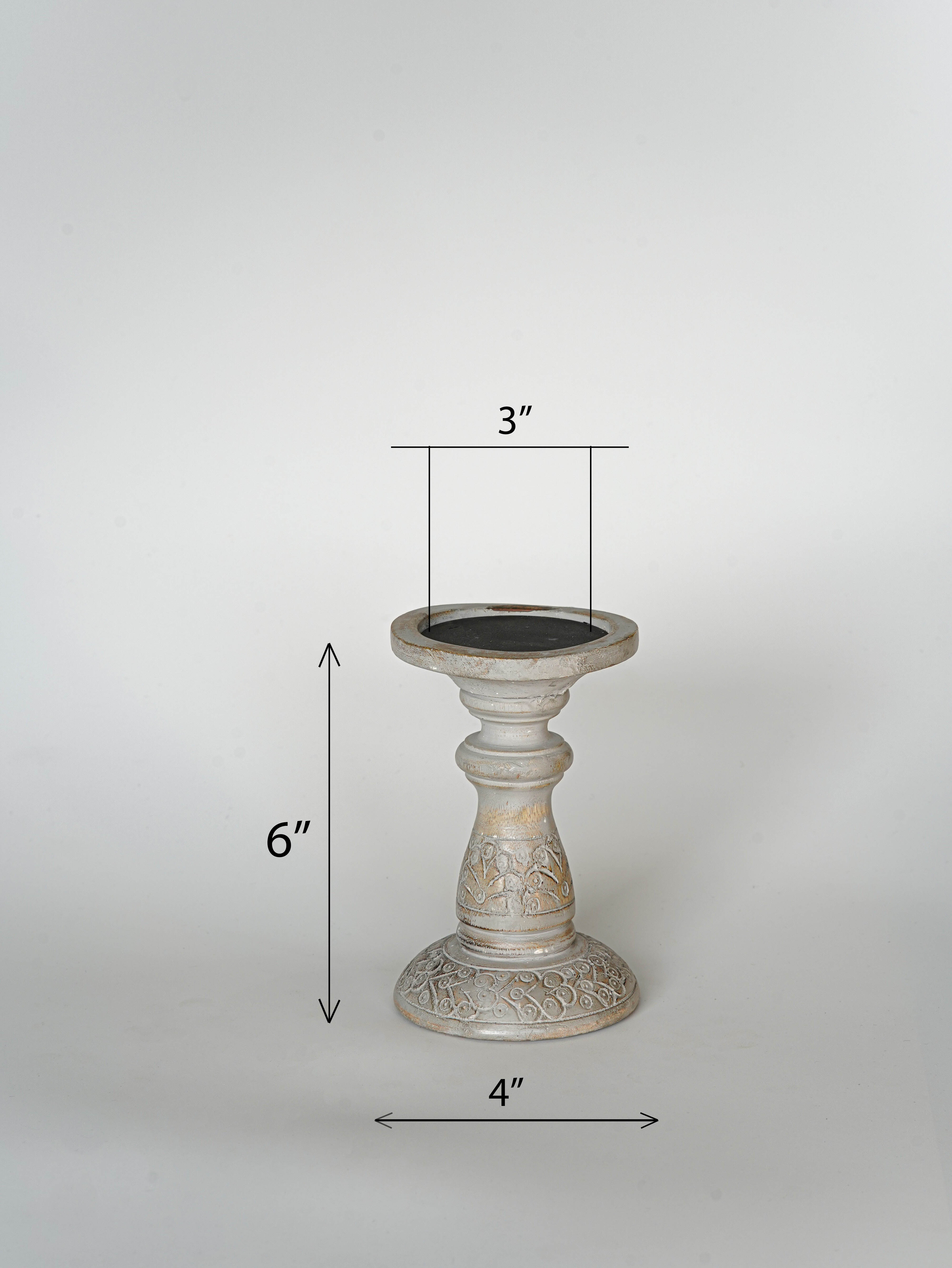 Mystique Pillar Candle Holder - Gray wash