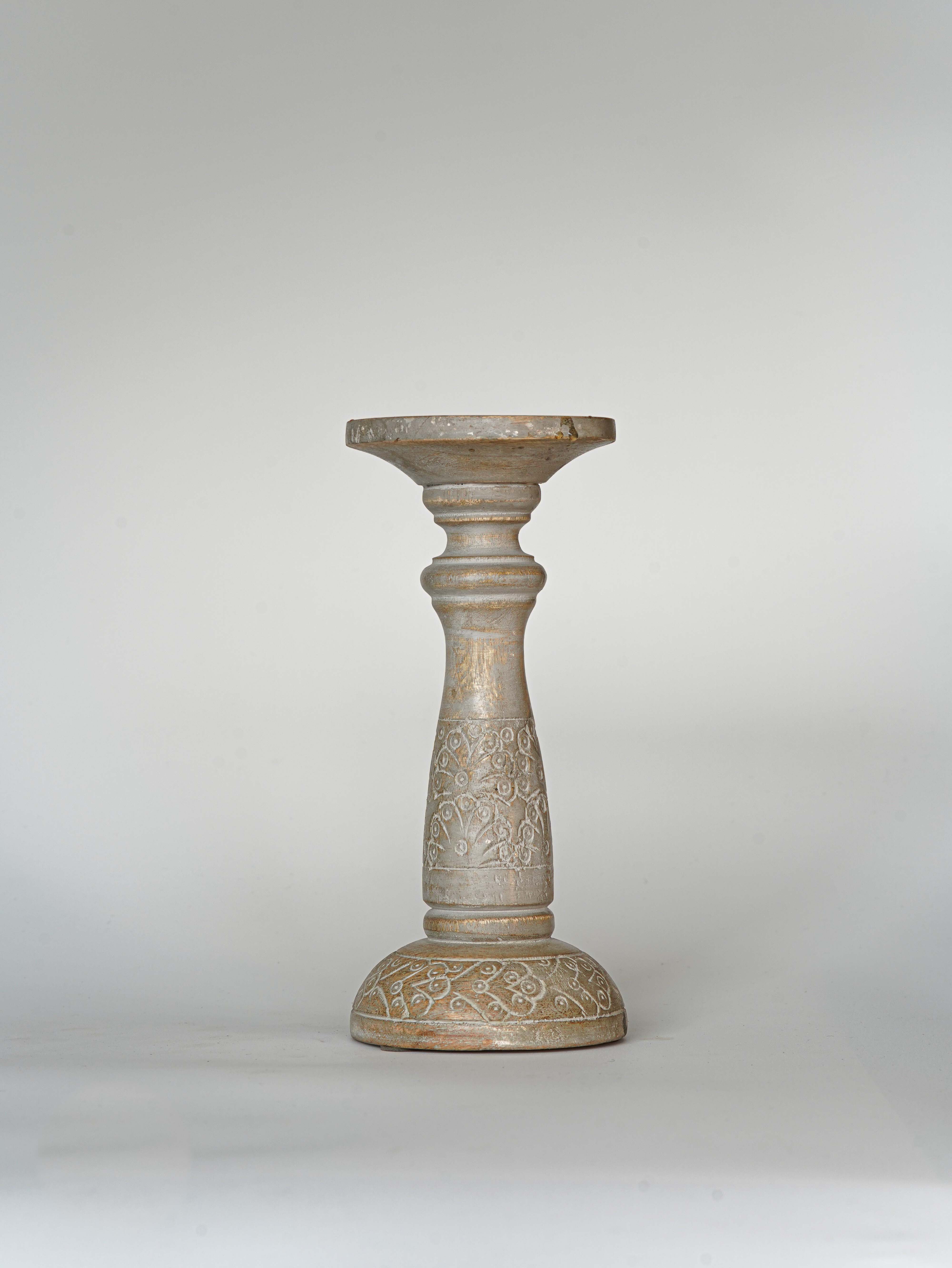 Mystique Pillar Candle Holder - Gray wash
