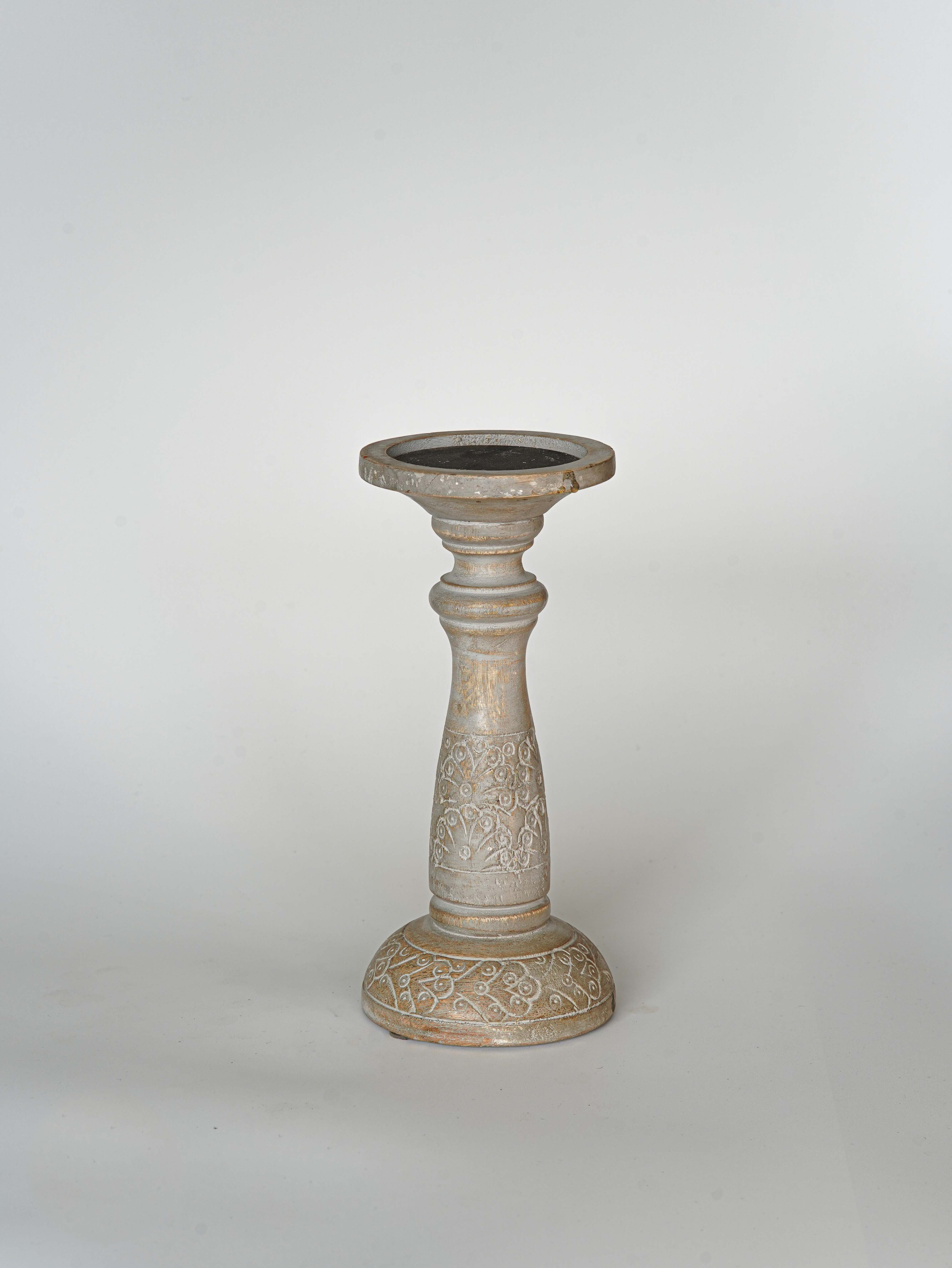 Mystique Pillar Candle Holder - Gray wash