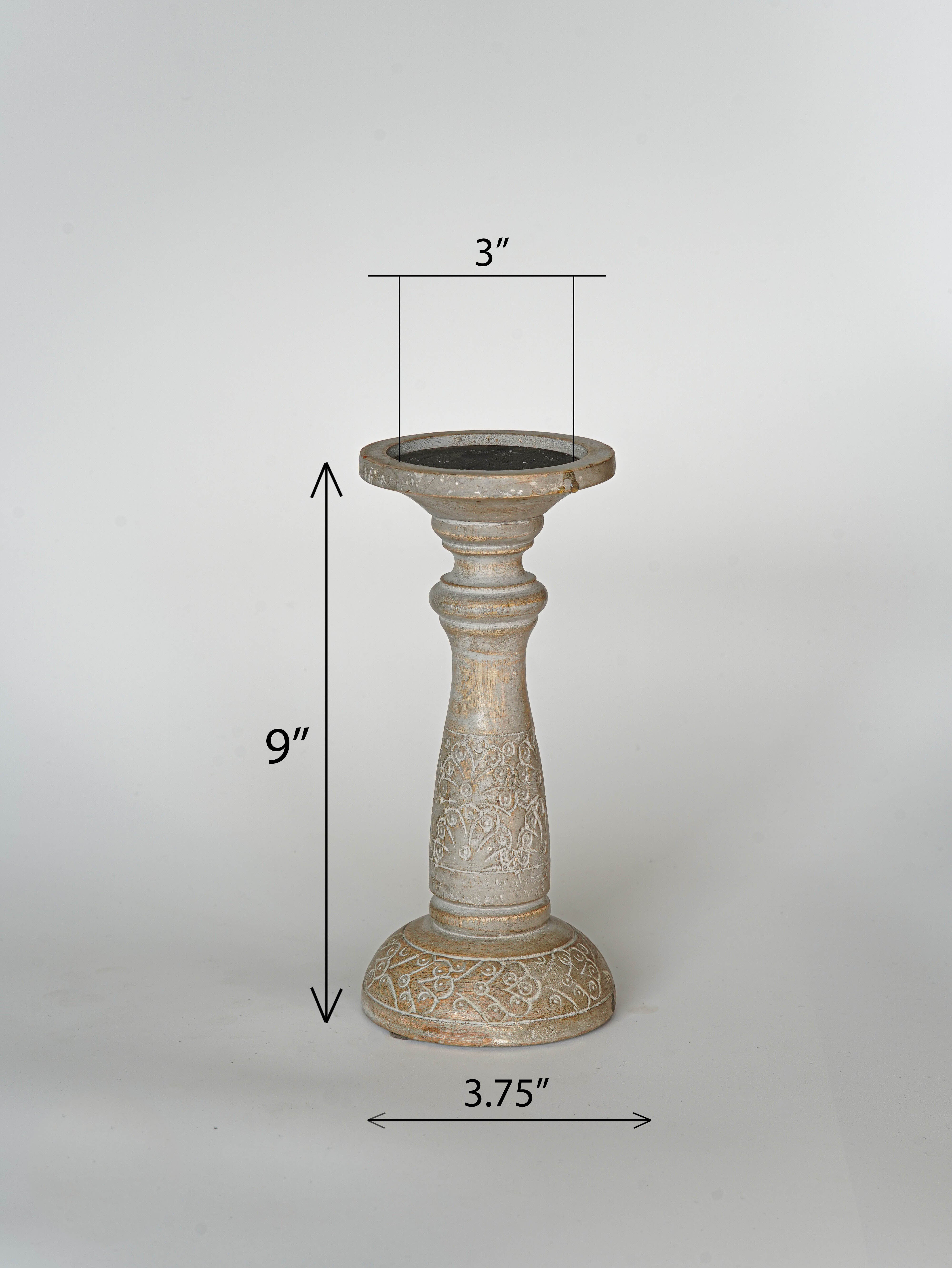 Mystique Pillar Candle Holder - Gray wash