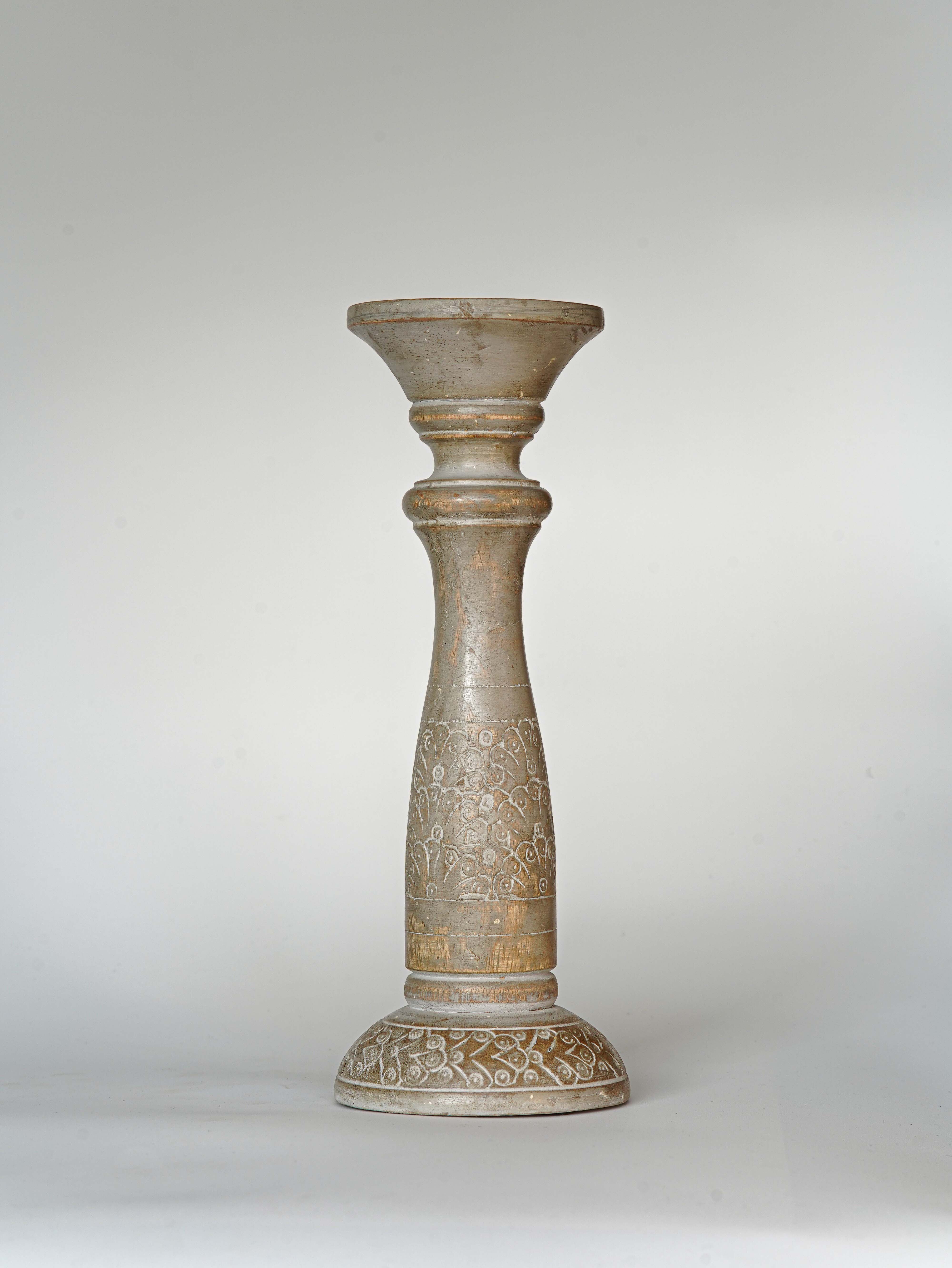 Mystique Pillar Candle Holder - Gray wash