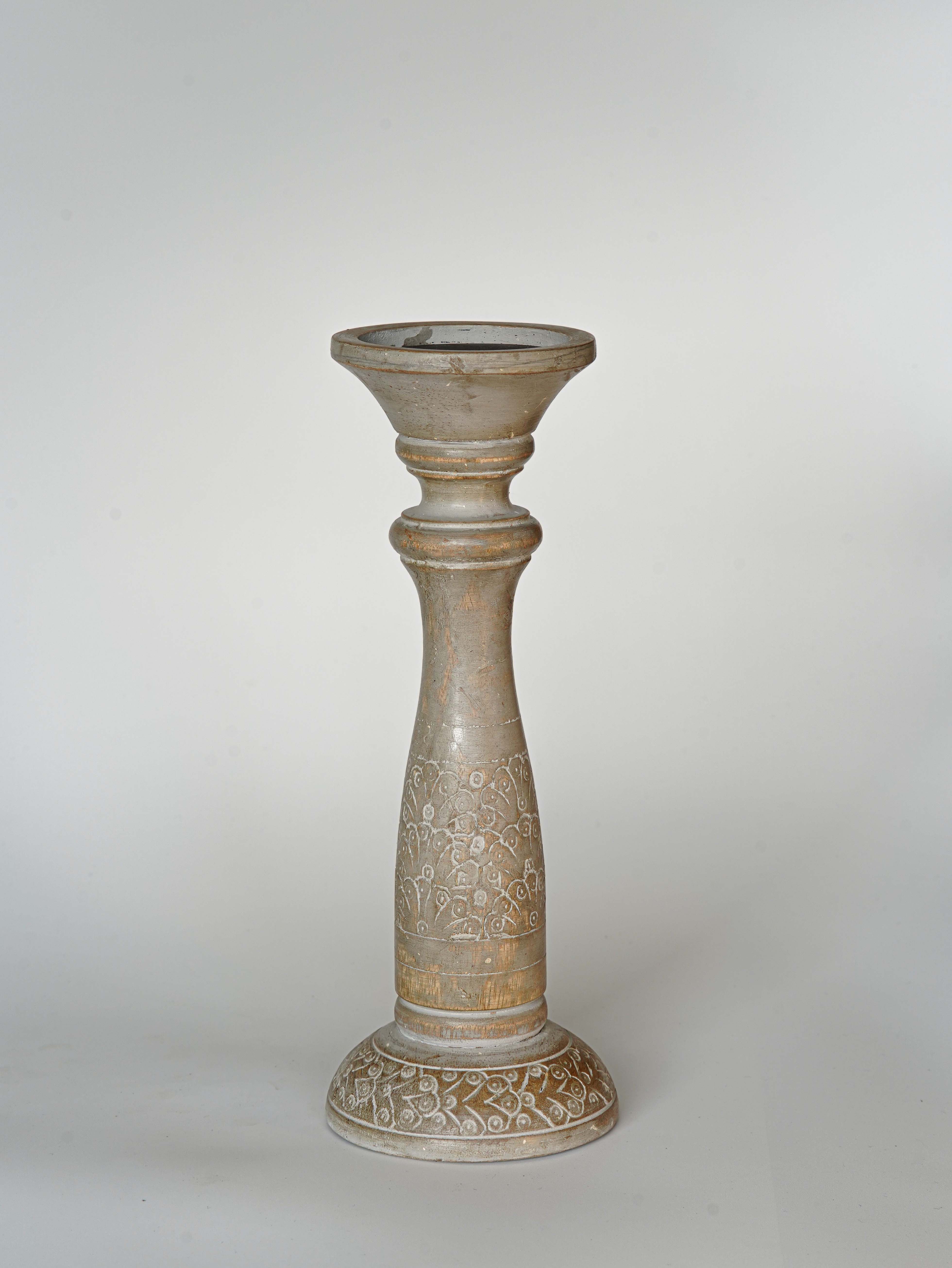 Mystique Pillar Candle Holder - Gray wash