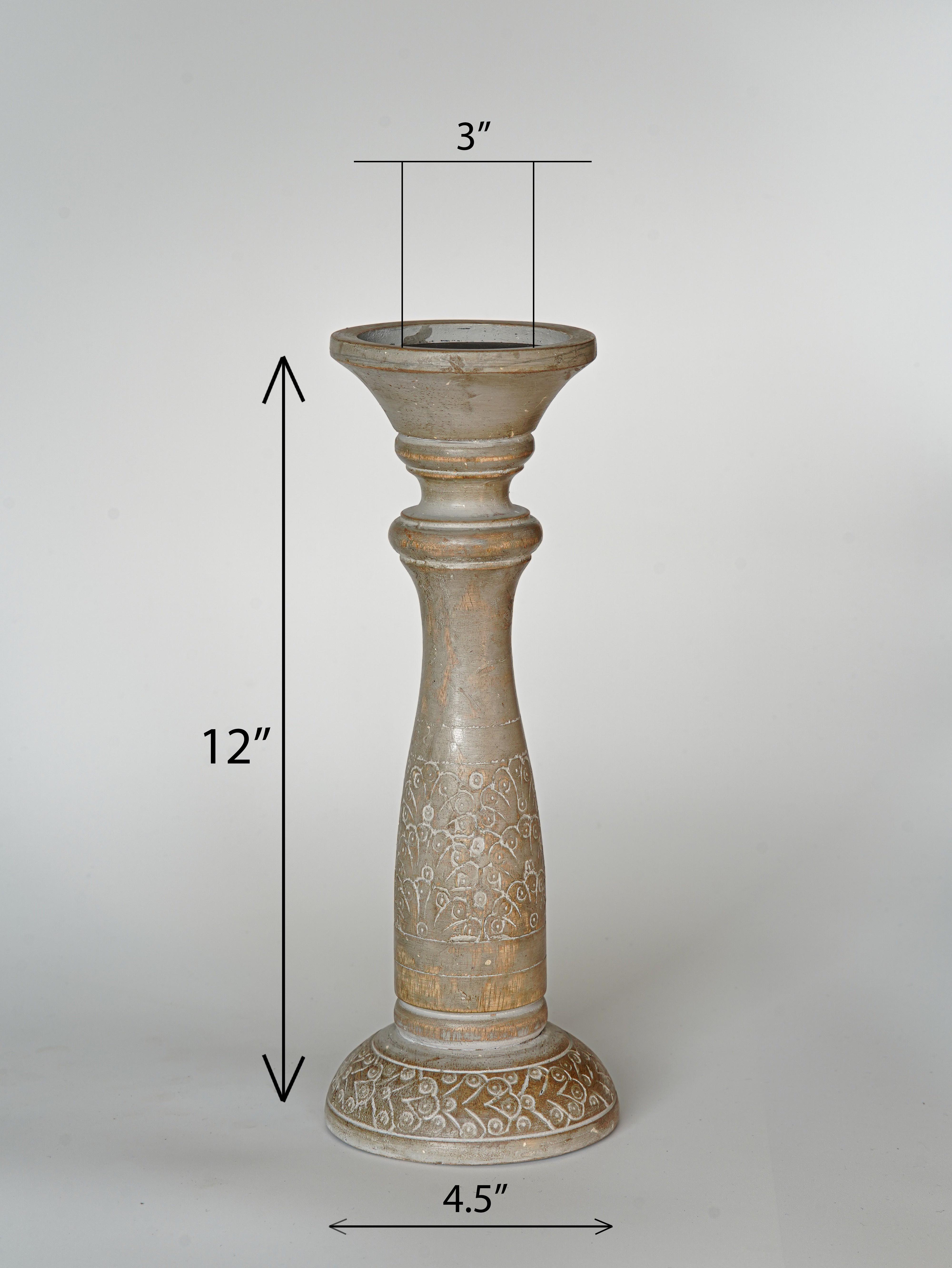 Mystique Pillar Candle Holder - Gray wash