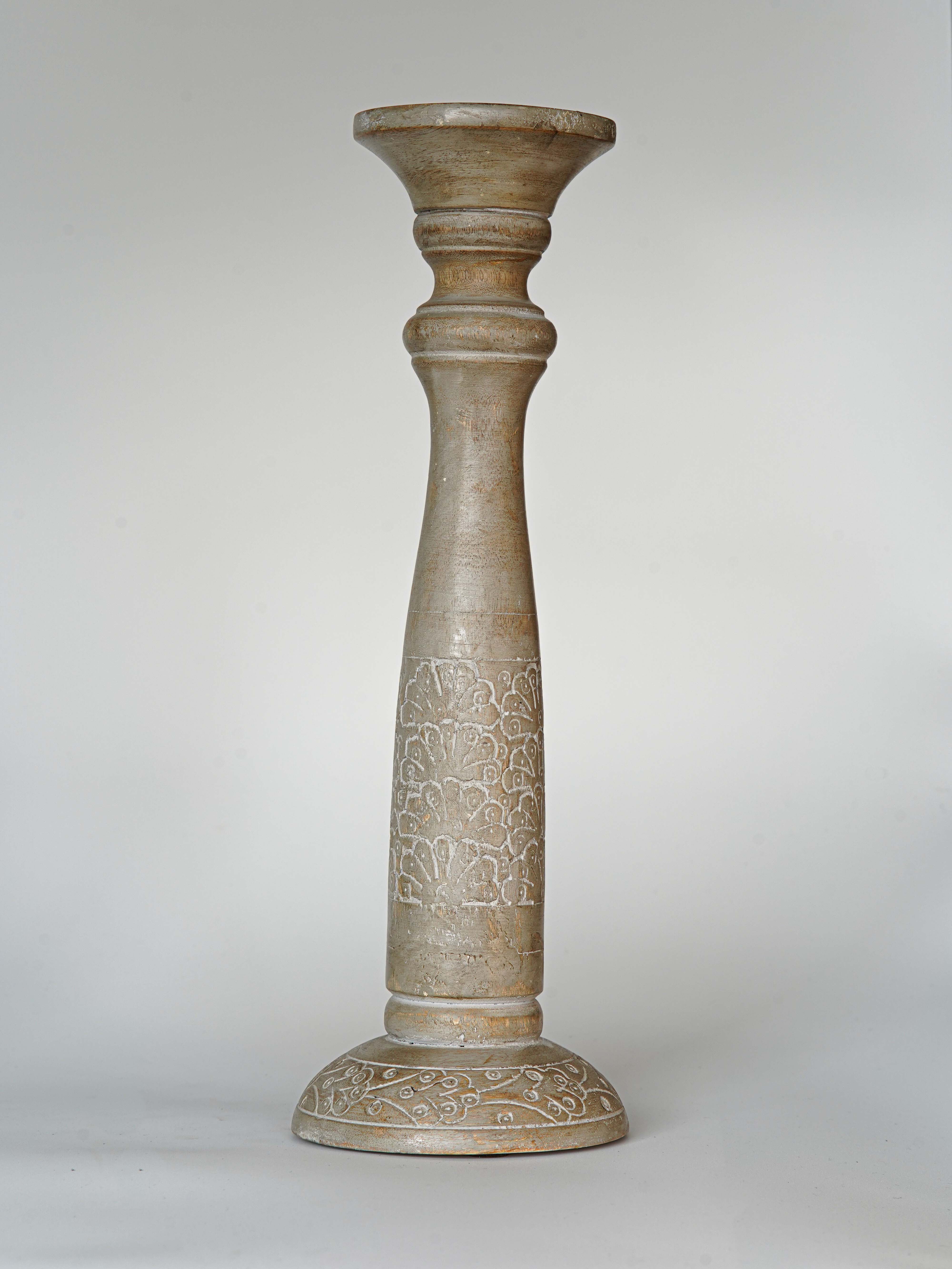 Mystique Pillar Candle Holder - Gray wash