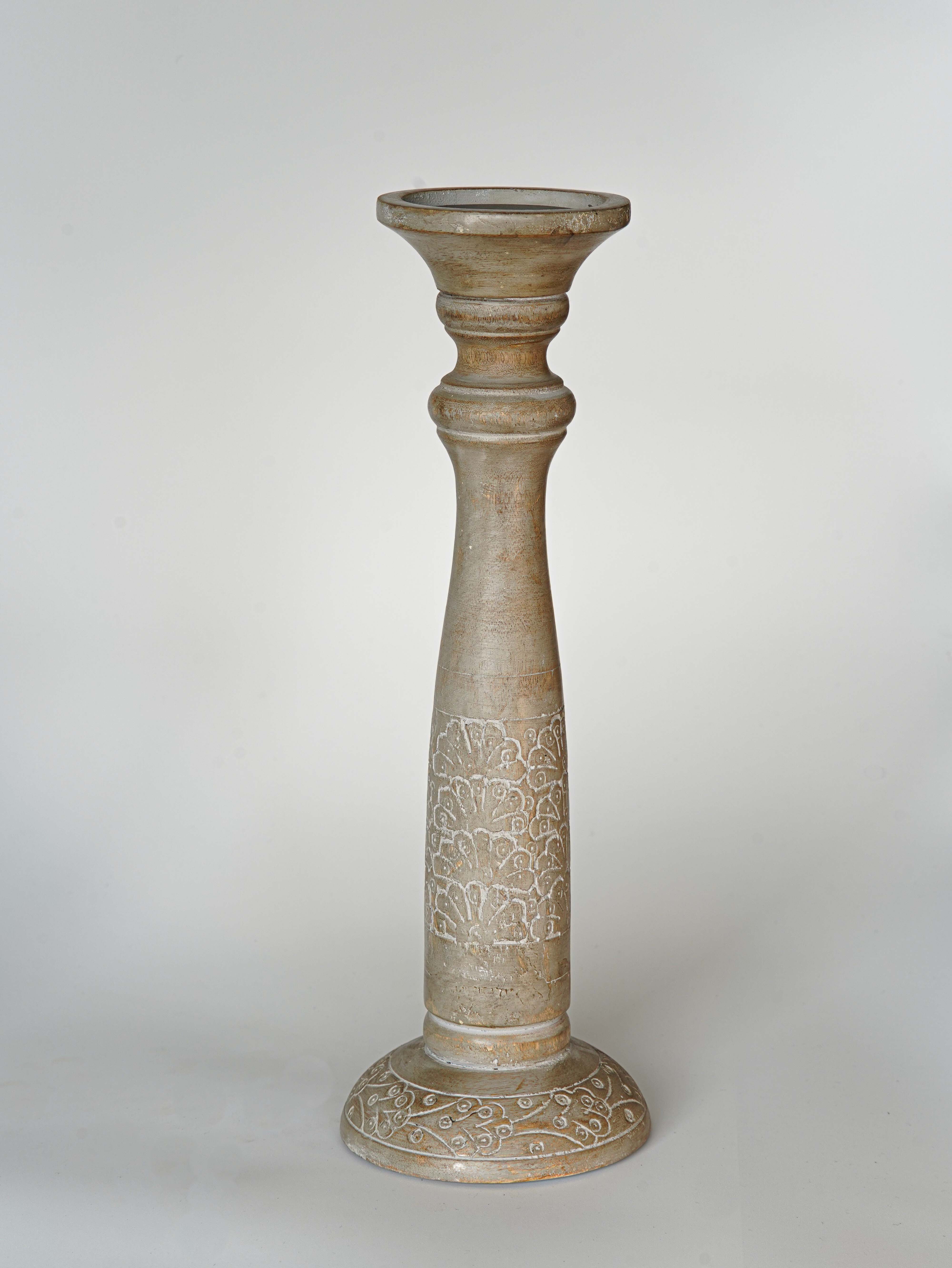 Mystique Pillar Candle Holder - Gray wash