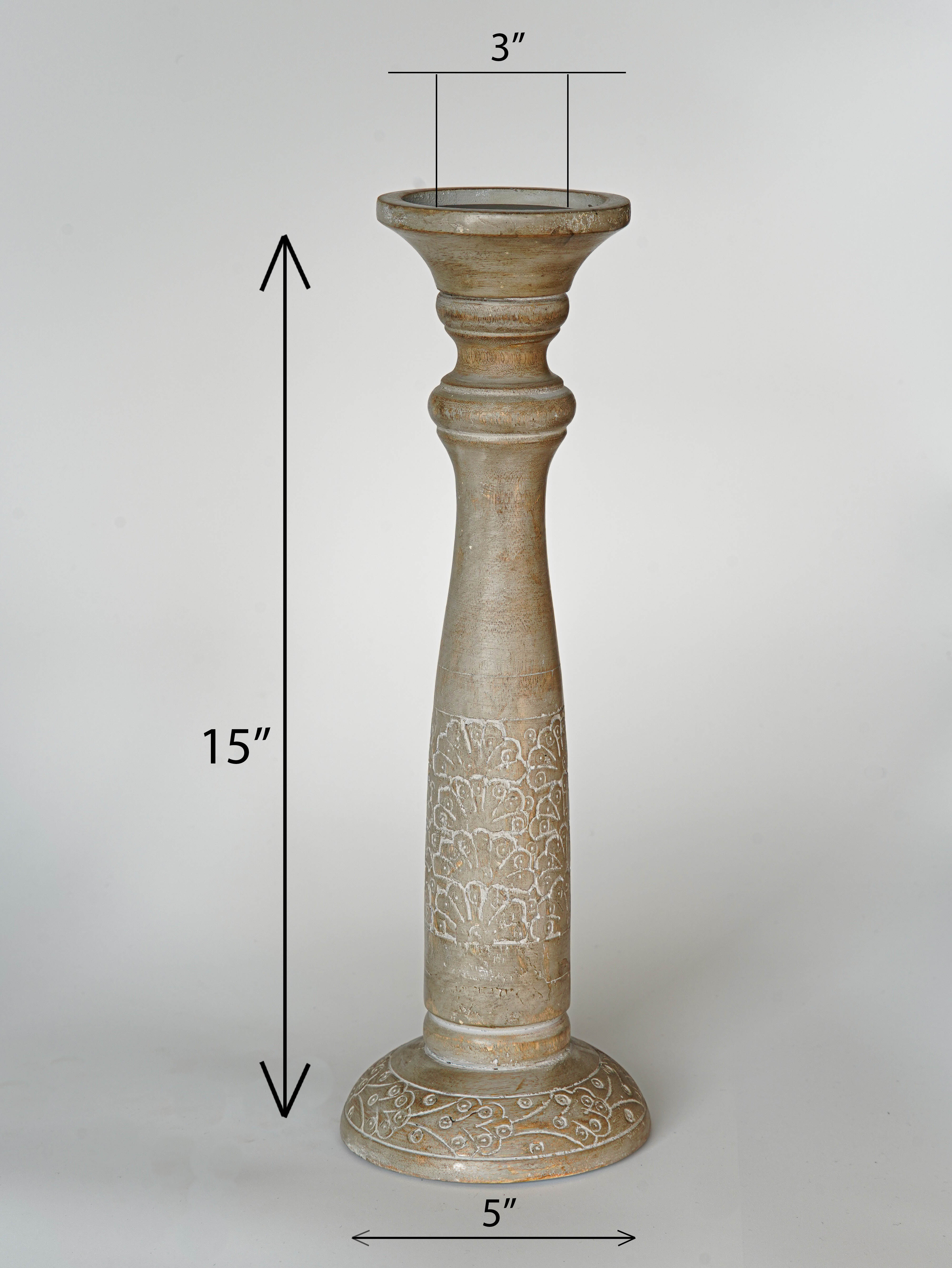 Mystique Pillar Candle Holder - Gray wash
