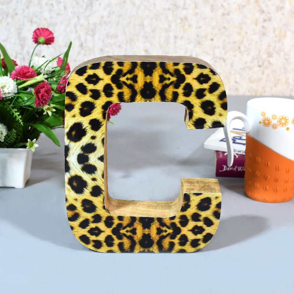 Wild Cheetah Print Mango Wood Letter Block - BBH HOMES LLC