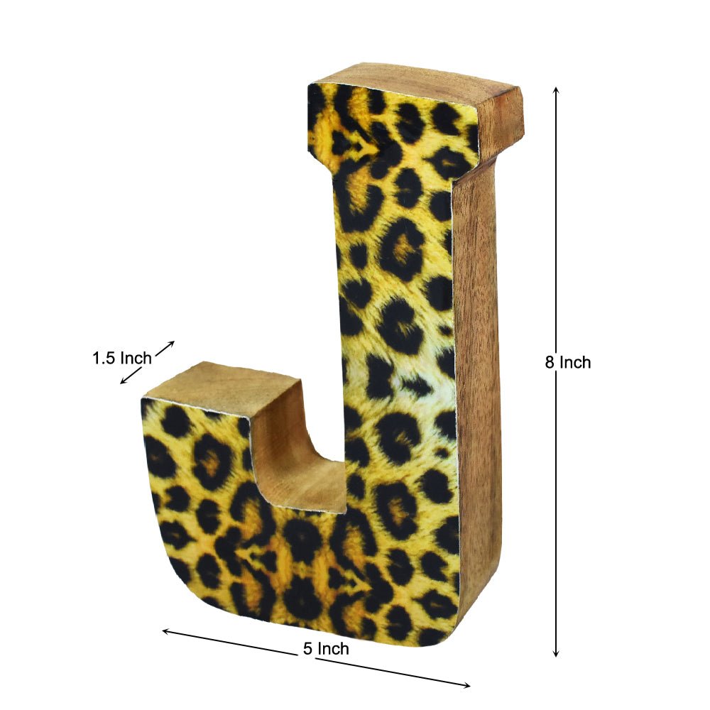 Wild Cheetah Print Mango Wood Letter Block - BBH HOMES LLC