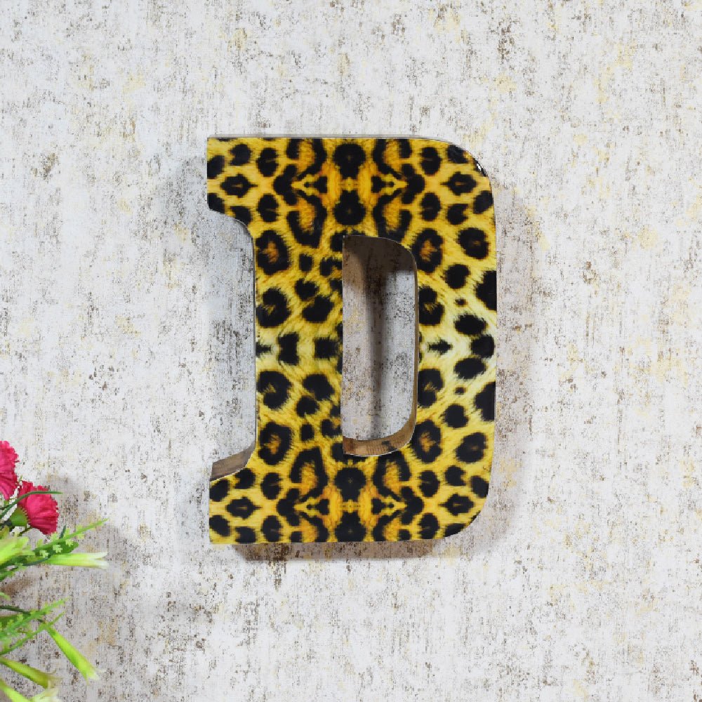 Wild Cheetah Print Mango Wood Letter Block - BBH HOMES LLC