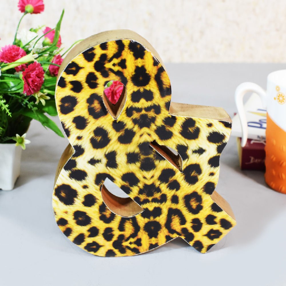 Wild Cheetah Print Mango Wood Letter Block - BBH HOMES LLC